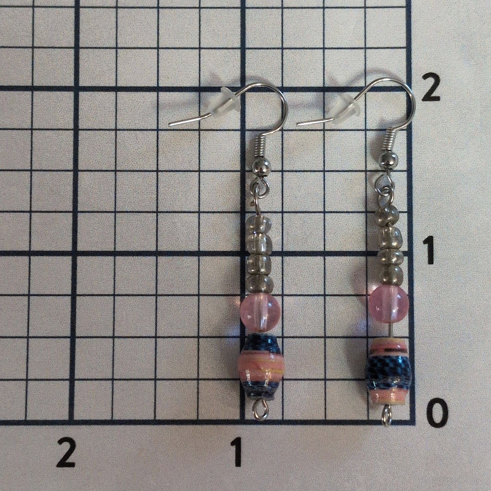 Vintage Charming VTG 80s Pink & Blue Beaded Dangle Pierced Earrings Size ONE SIZE - 5 Thumbnail