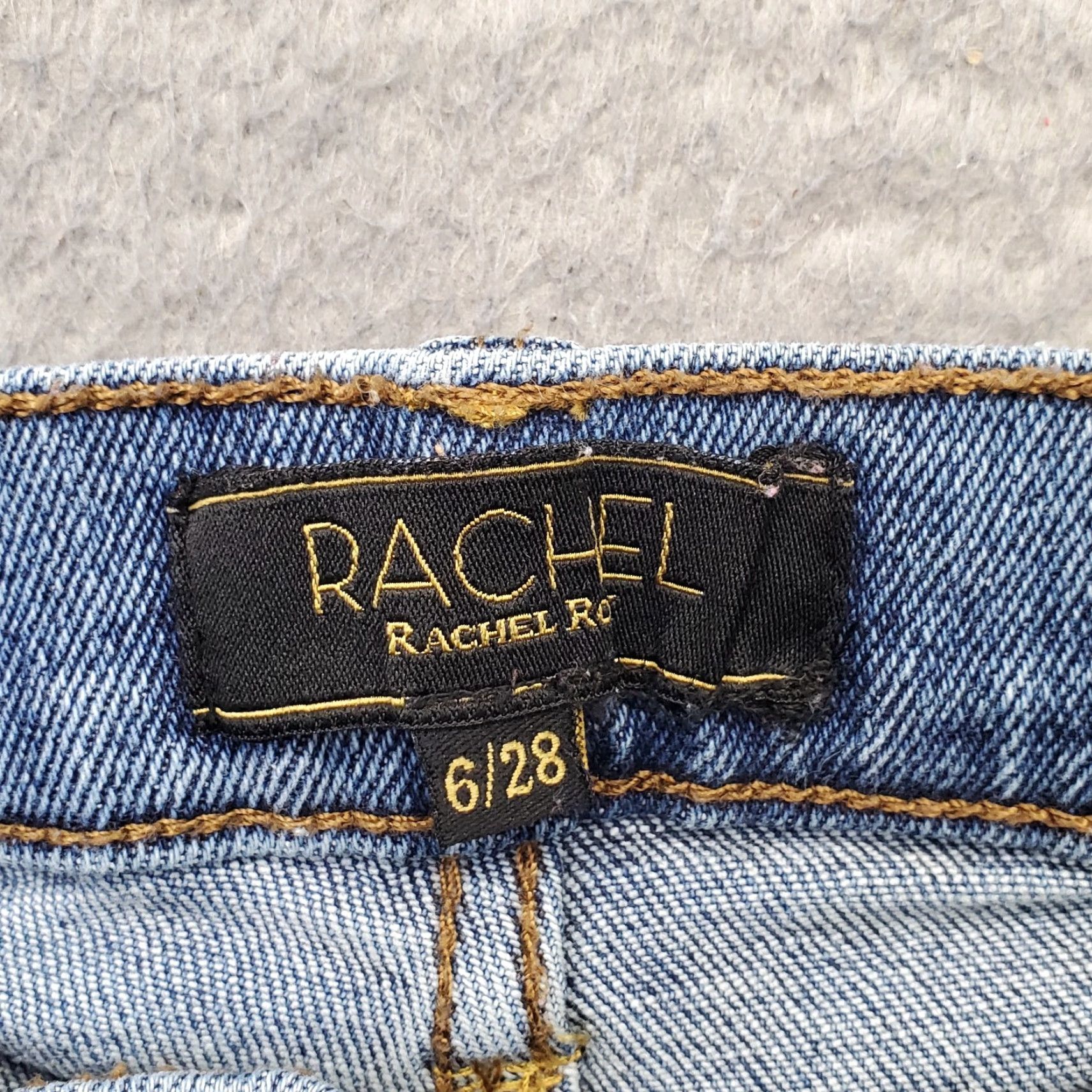 Vintage Rachel Roy Jeans Women's 6/28 Blue Denim Stretch Boho High Waisted Denim Jeans Distressed 5-Pocket Regular Fit Womens Size 6Blue Size 28" / US 6 / IT 42 - 7 Thumbnail