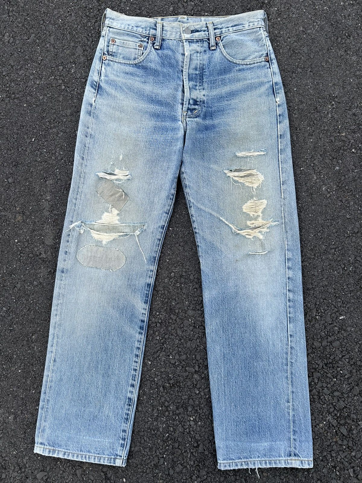 Kapital Thrashed Vintage Levis big E Selvedge Denim Jeans Size US 30 / EU 46 - 1 Thumbnail