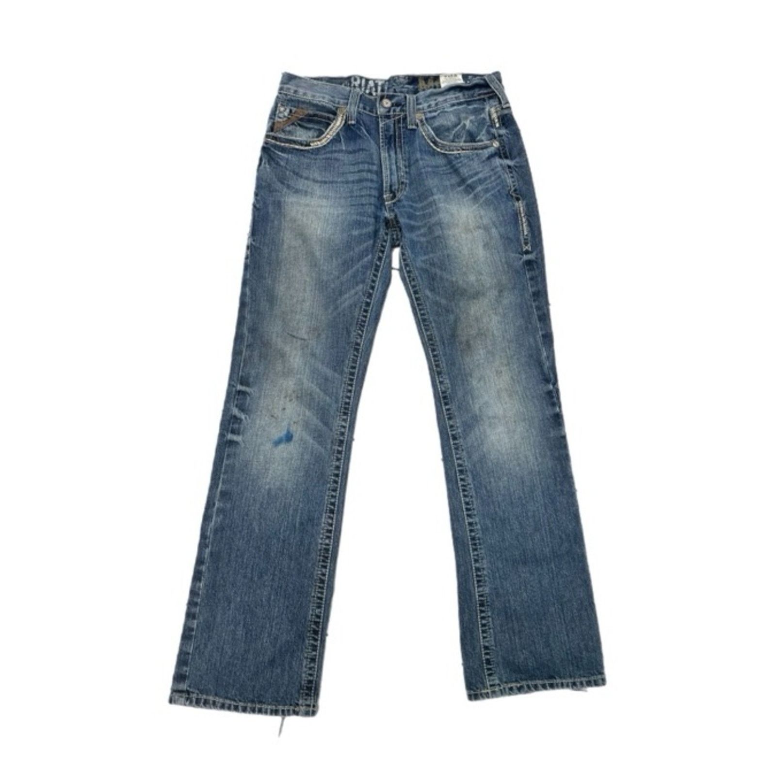 Ariat Ariat Western Bootcut Denim Distressed Jeans Size US 32 / EU 48 - 1 Thumbnail
