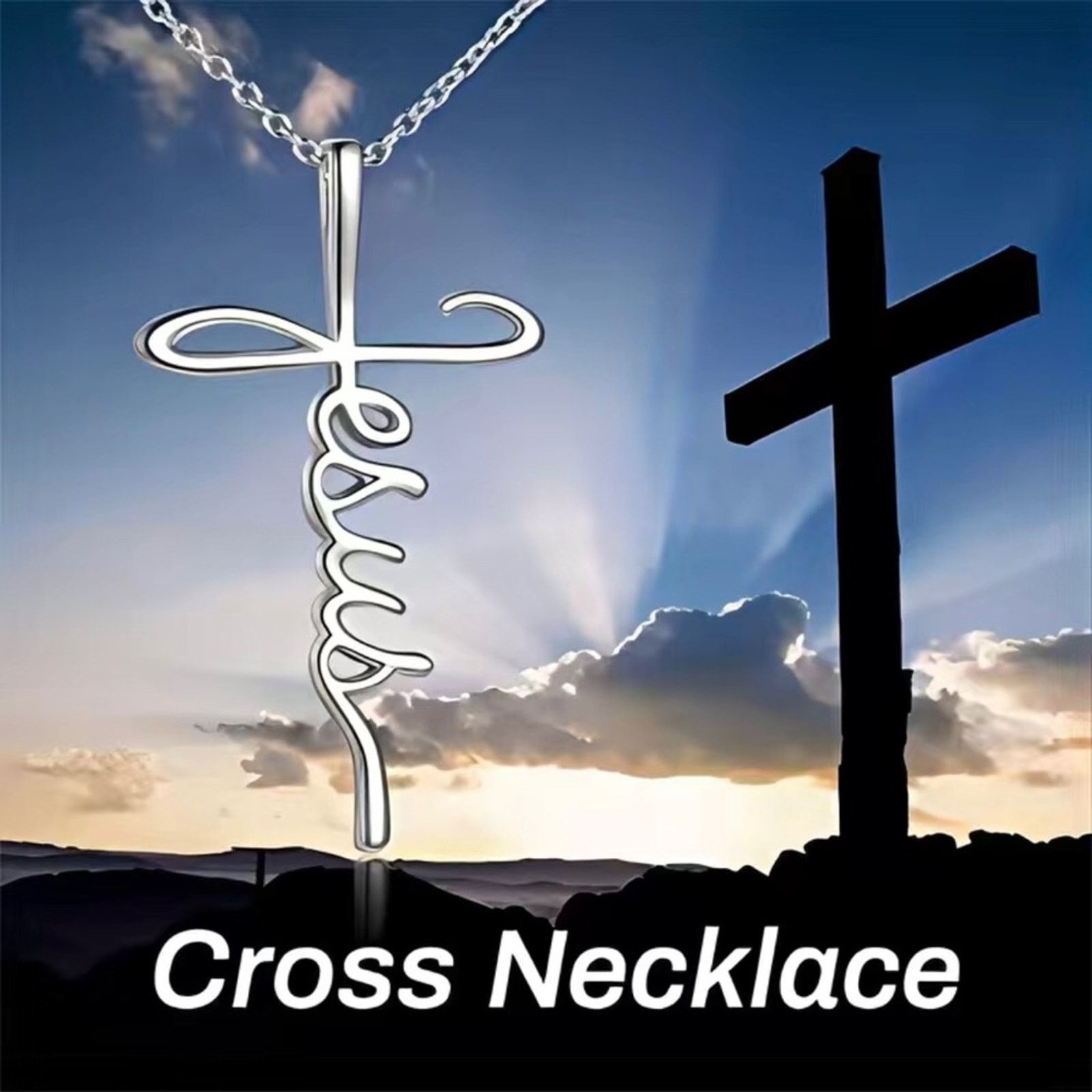 Jewelry Religious Jesus silver necklace gift box blessing card Size ONE SIZE - 5 Thumbnail