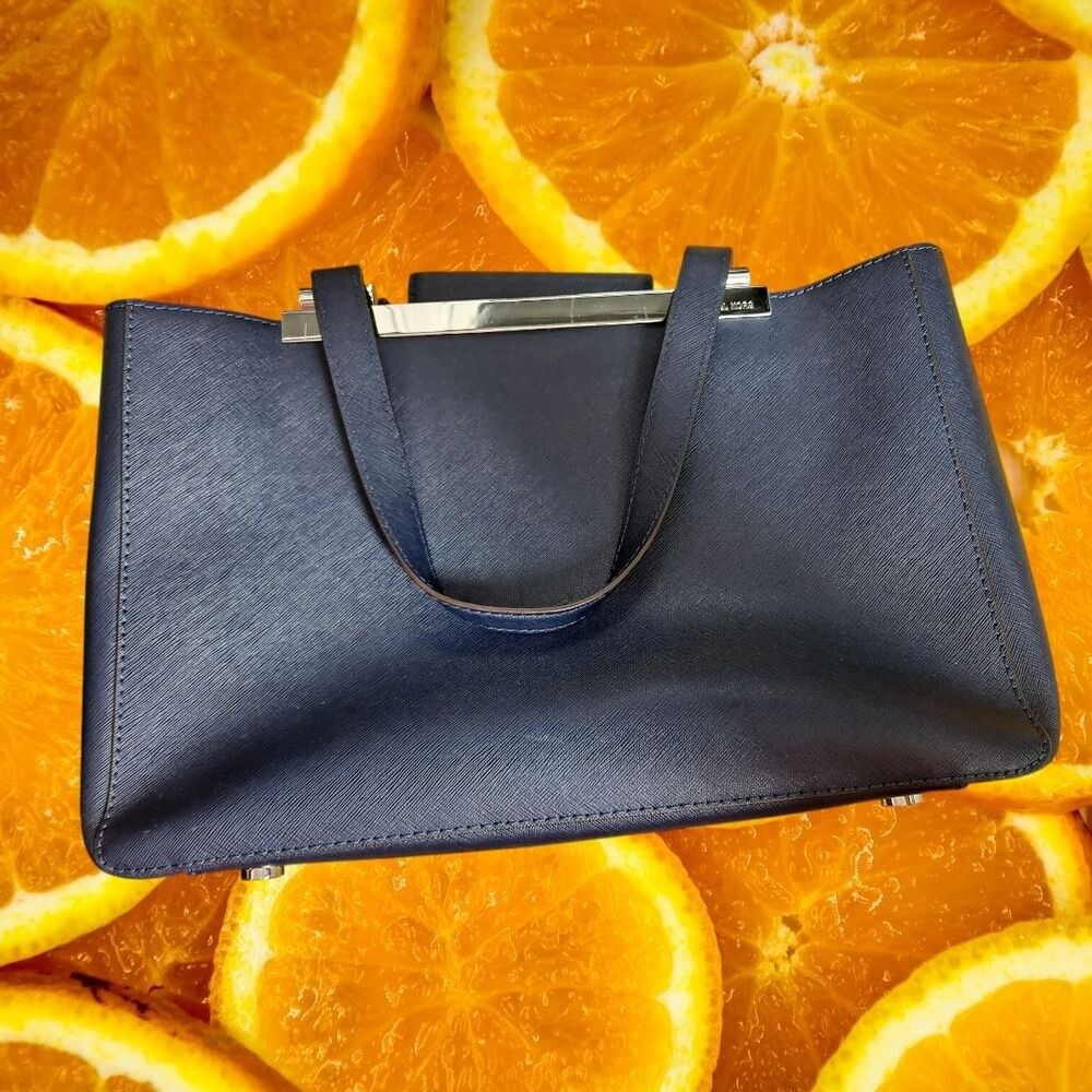 Michael Kors Satchel Top Handle Handbag Navy Blue Designer P