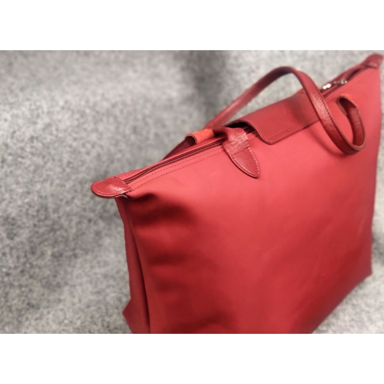 Longchamp VINTAGE Longchamp Le Pliage Néo wine red-colored nylon and leather tote bag Handbag Size ONE SIZE - 5 Thumbnail
