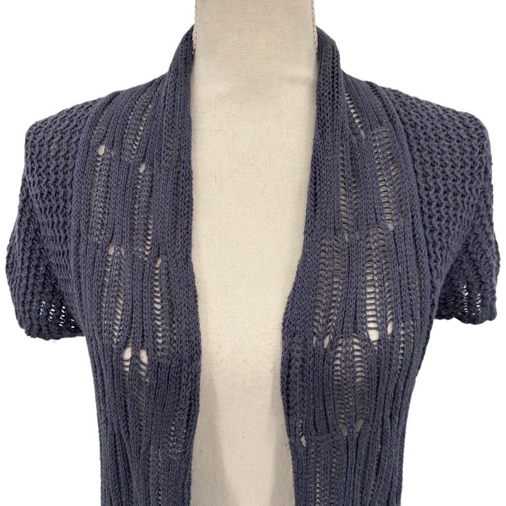 Other Cabi Drape Open Front Knit Short Sleeve Asymmetric Hem Boho Cardigan Gray Medium Size M / US 6-8 / IT 42-44 - 6 Thumbnail