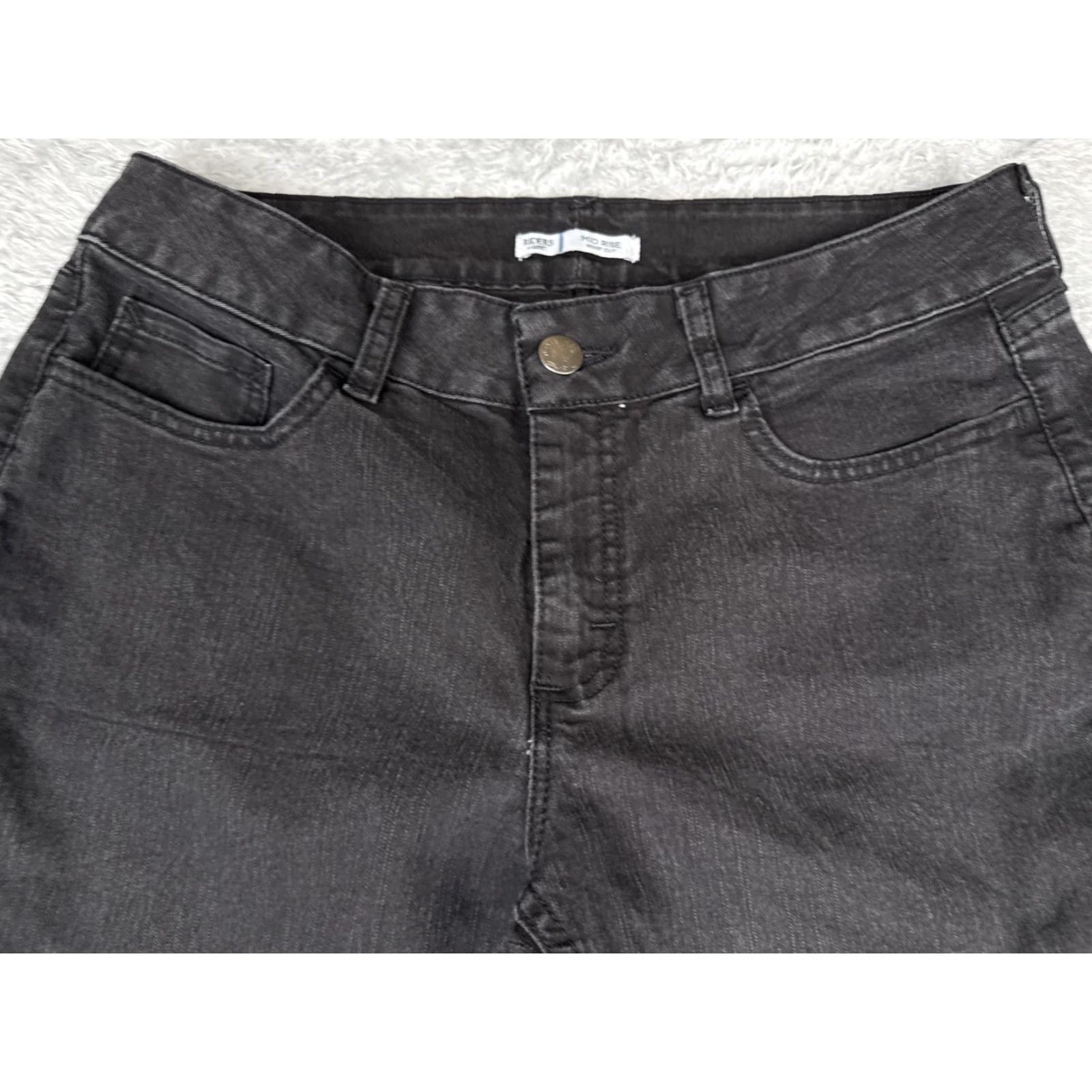 Vintage Riders by Lee Jeans Womens 12 Bootcut Denim Mid Rise Black Charcoal Wash 5-Pocket Studded Stretch Size 34" / US 12 / IT 48 - 4 Thumbnail