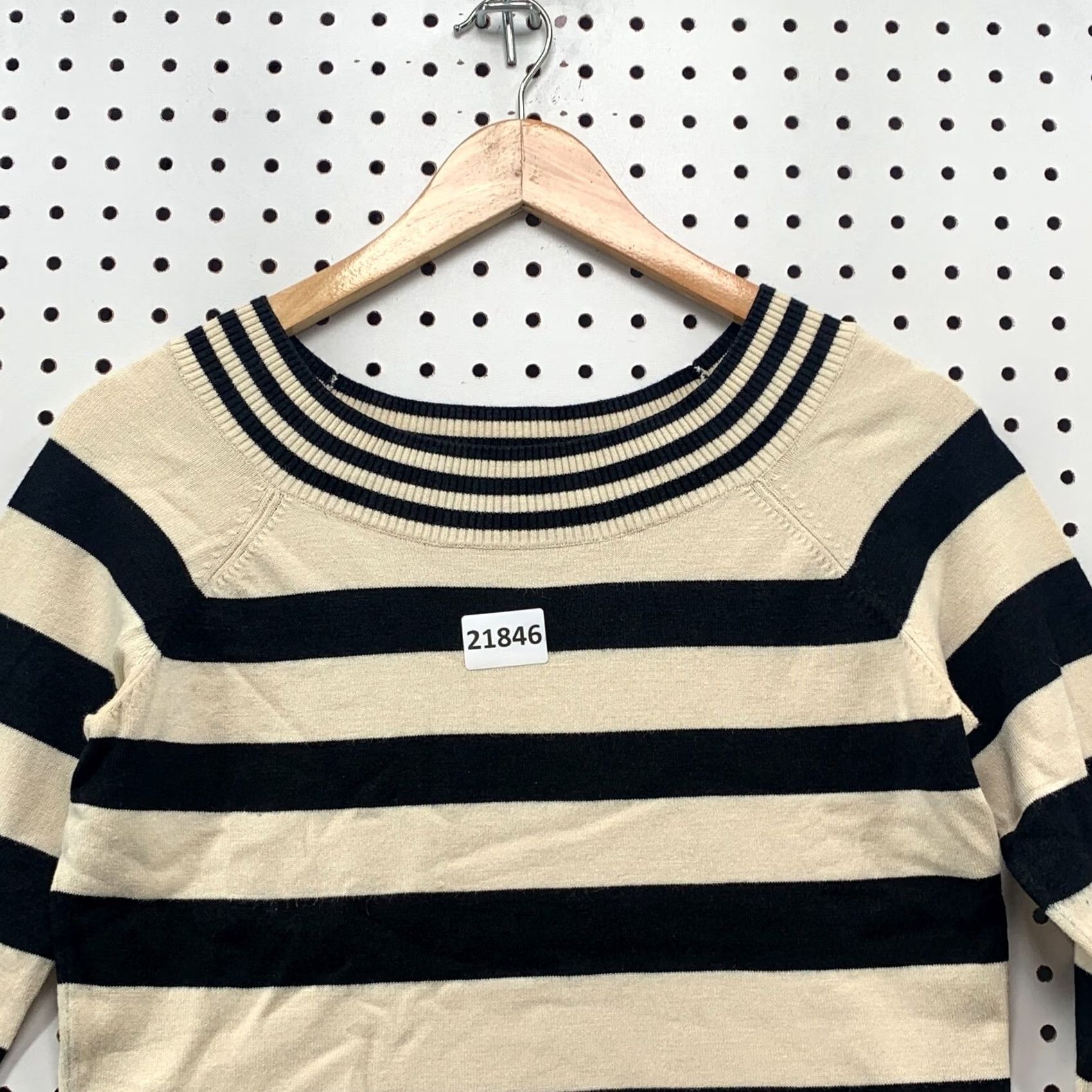 Vintage Style & Co. Collection Petite Striped Top Womens PS Black Silk Blend Shirt Size S / US 4 / IT 40 - 2 Thumbnail