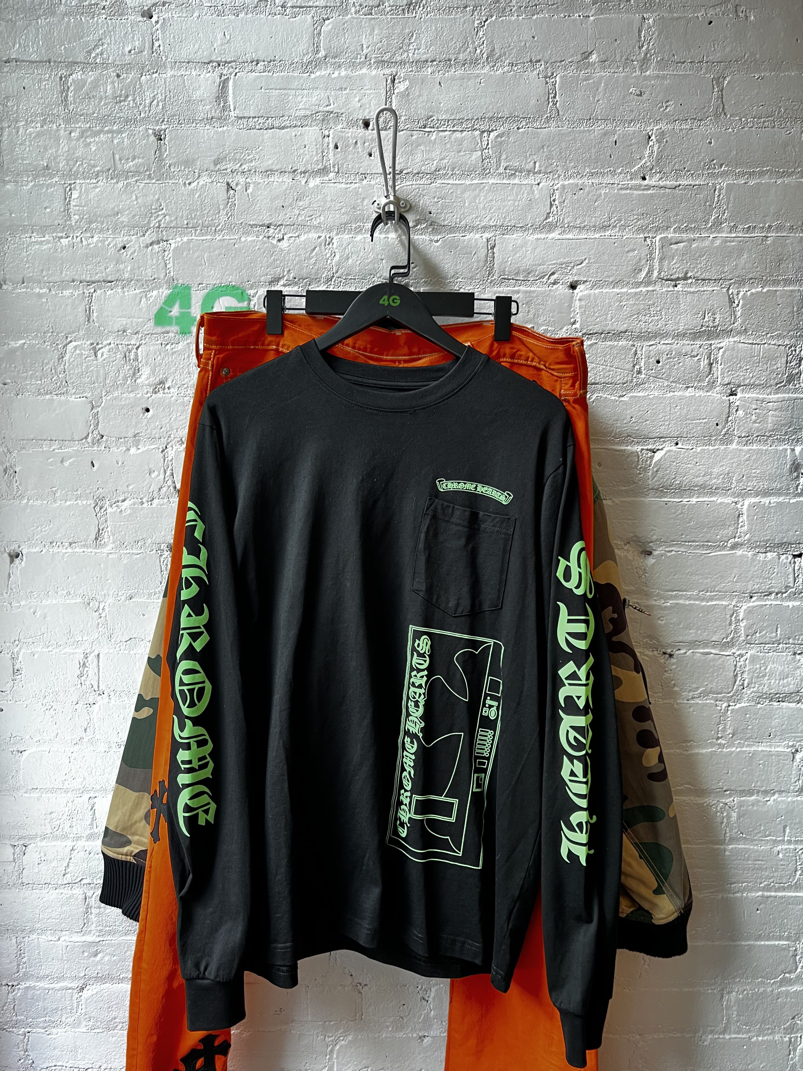 image of Chrome Hearts Green Long Sleeve 4G Seller in Black Green, Men's (Size XL)