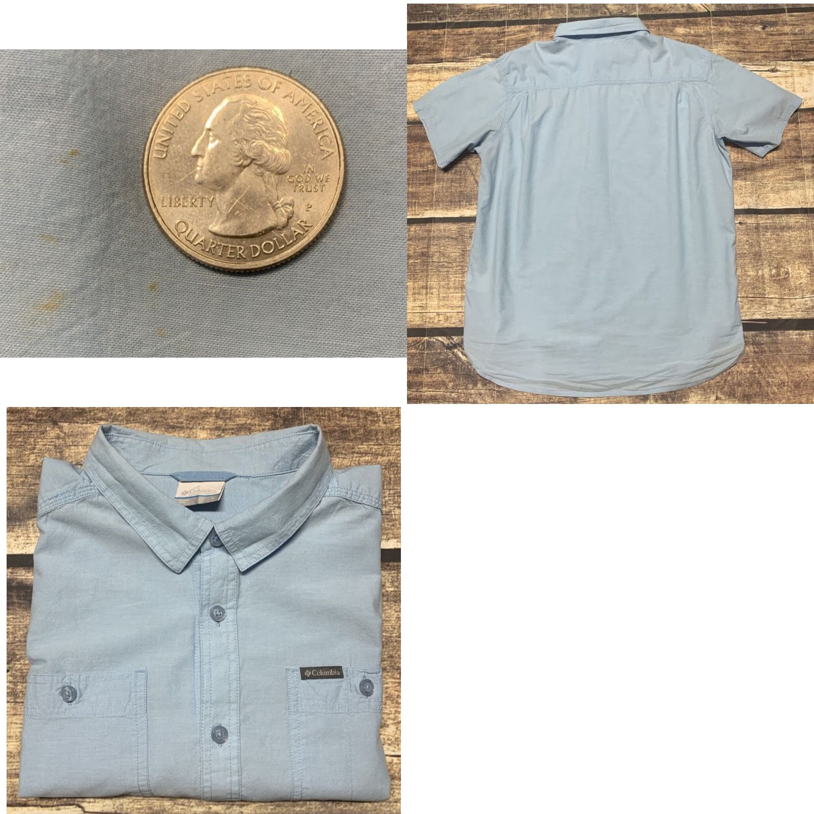 Vintage Columbia Mens Button Down Light Blue Short Sleeve Size Large Casual Cotton Button-Up Shirt Size US 33 - 8 Thumbnail