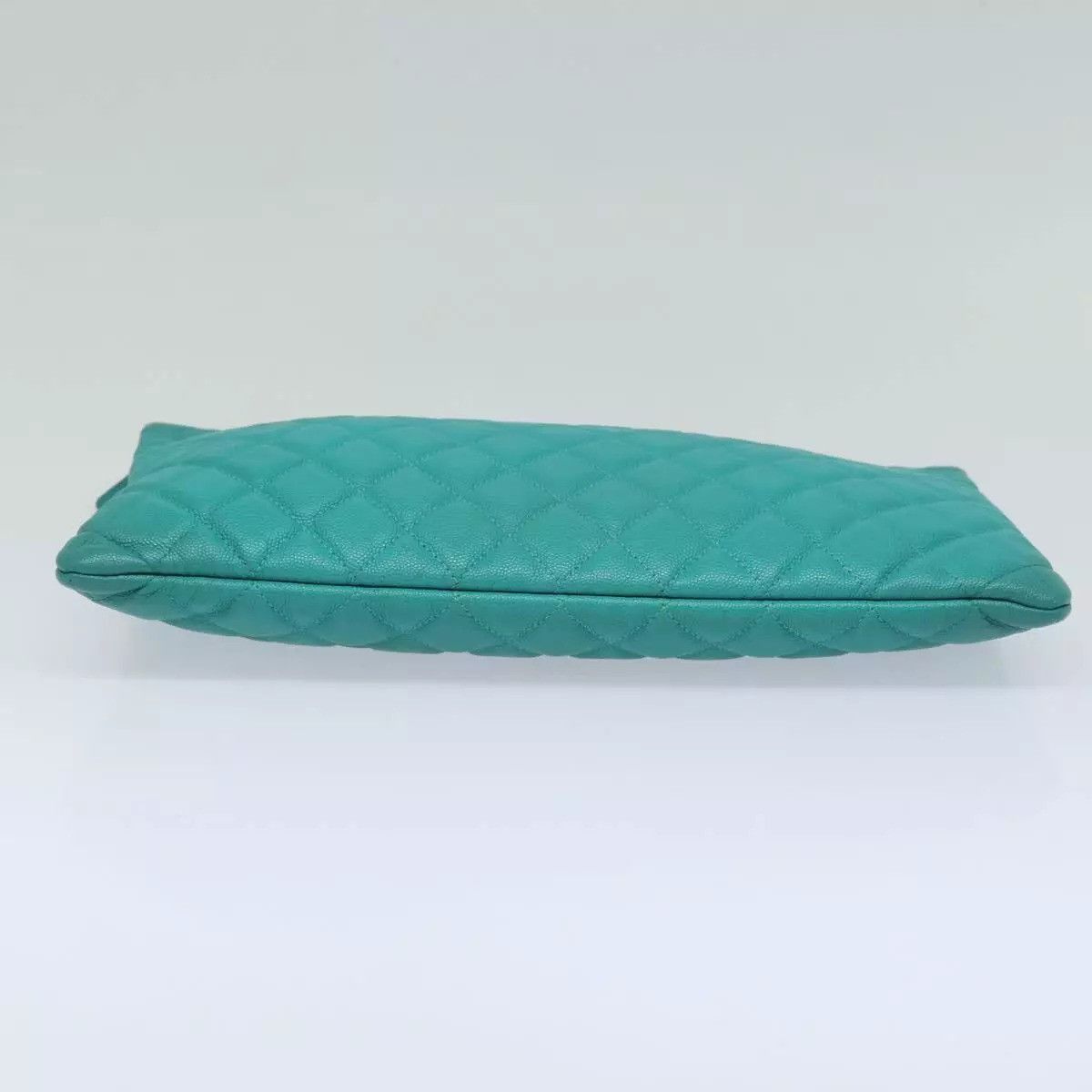 Chanel CHANEL Clutch Bag Caviar Skin Turquoise Blue CC Auth Size ONE SIZE - 8 Thumbnail