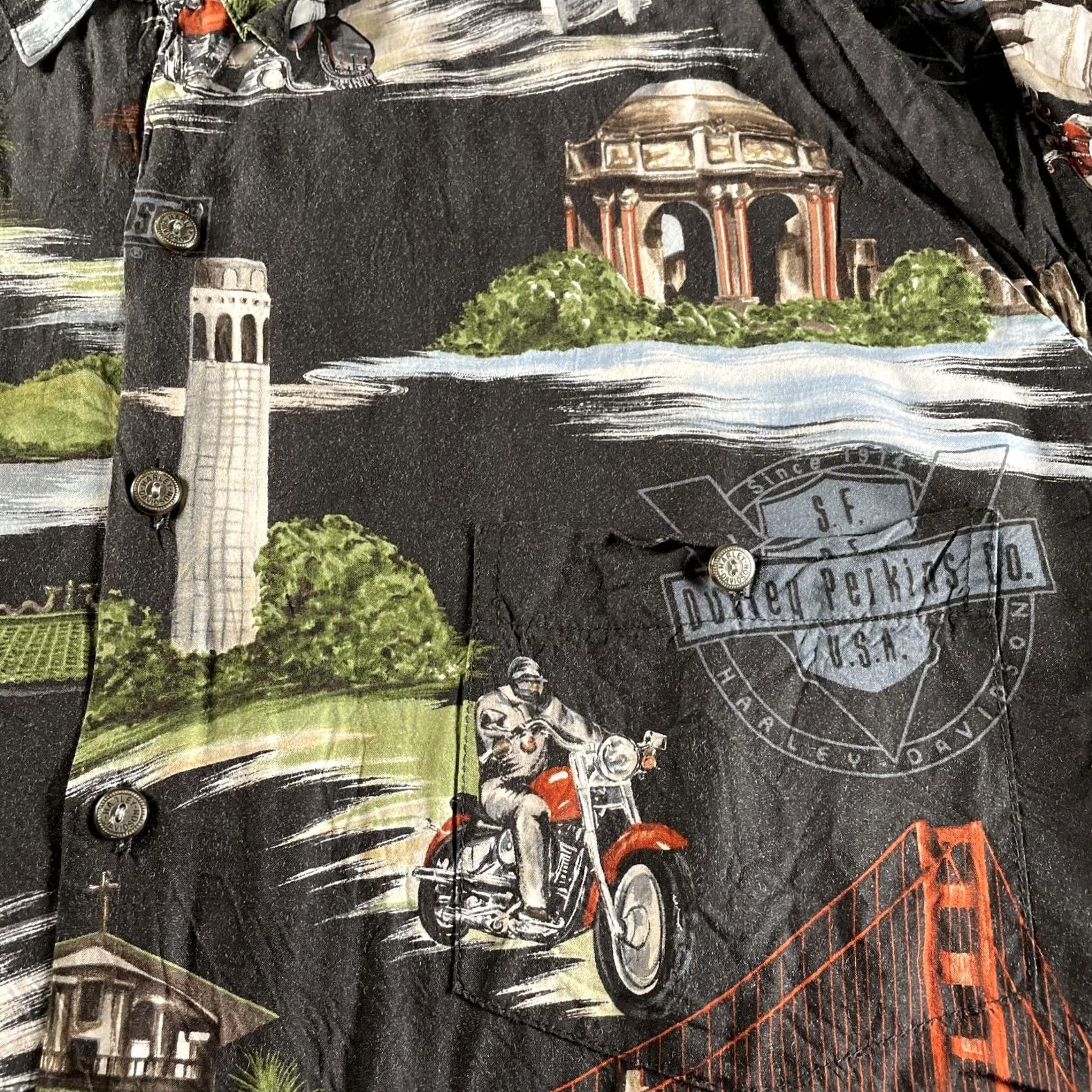 Harley Davidson Harley-Davidson Shirt Mens 2XL Black San Francisco Hawaiian Aloha Viscose USA Shirt Size US XXL / EU 58 / 5 - 3 Thumbnail