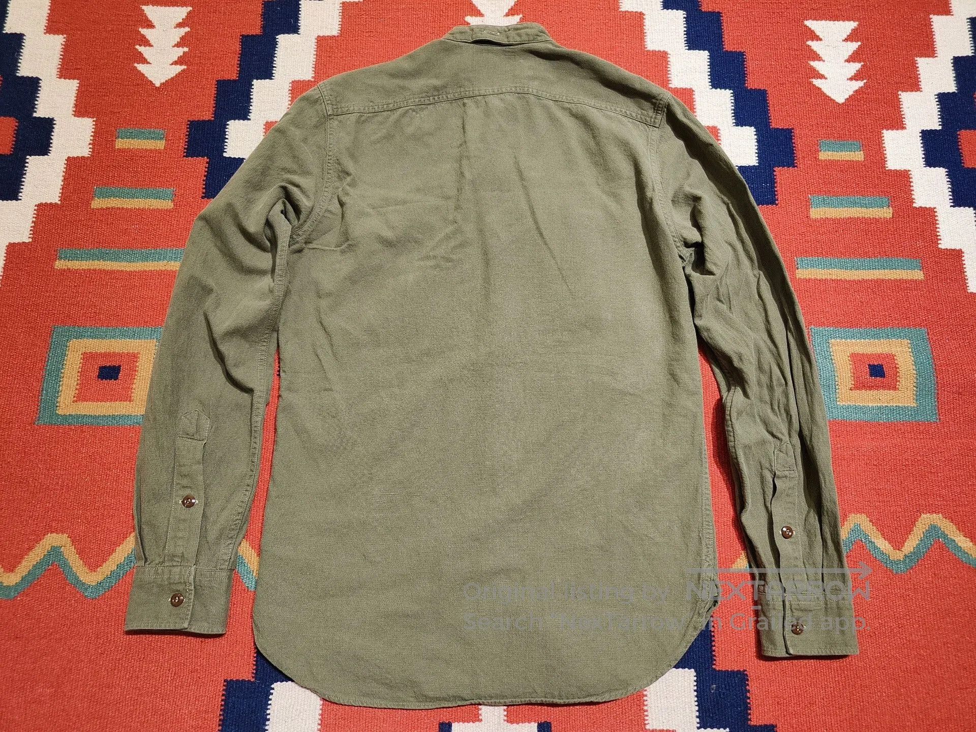 RRL Ralph Lauren RRL Military Green Henley Collar Shirt. Size US S / EU 44-46 / 1 - 7 Thumbnail