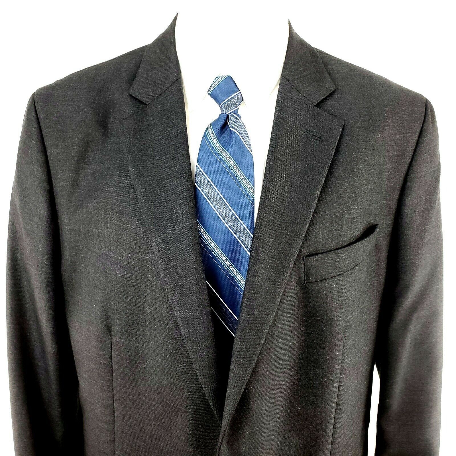 Stafford Stafford 44L 2 Silver Button Gray Wool Blazer Sport Coat Size 44L - 1 Thumbnail