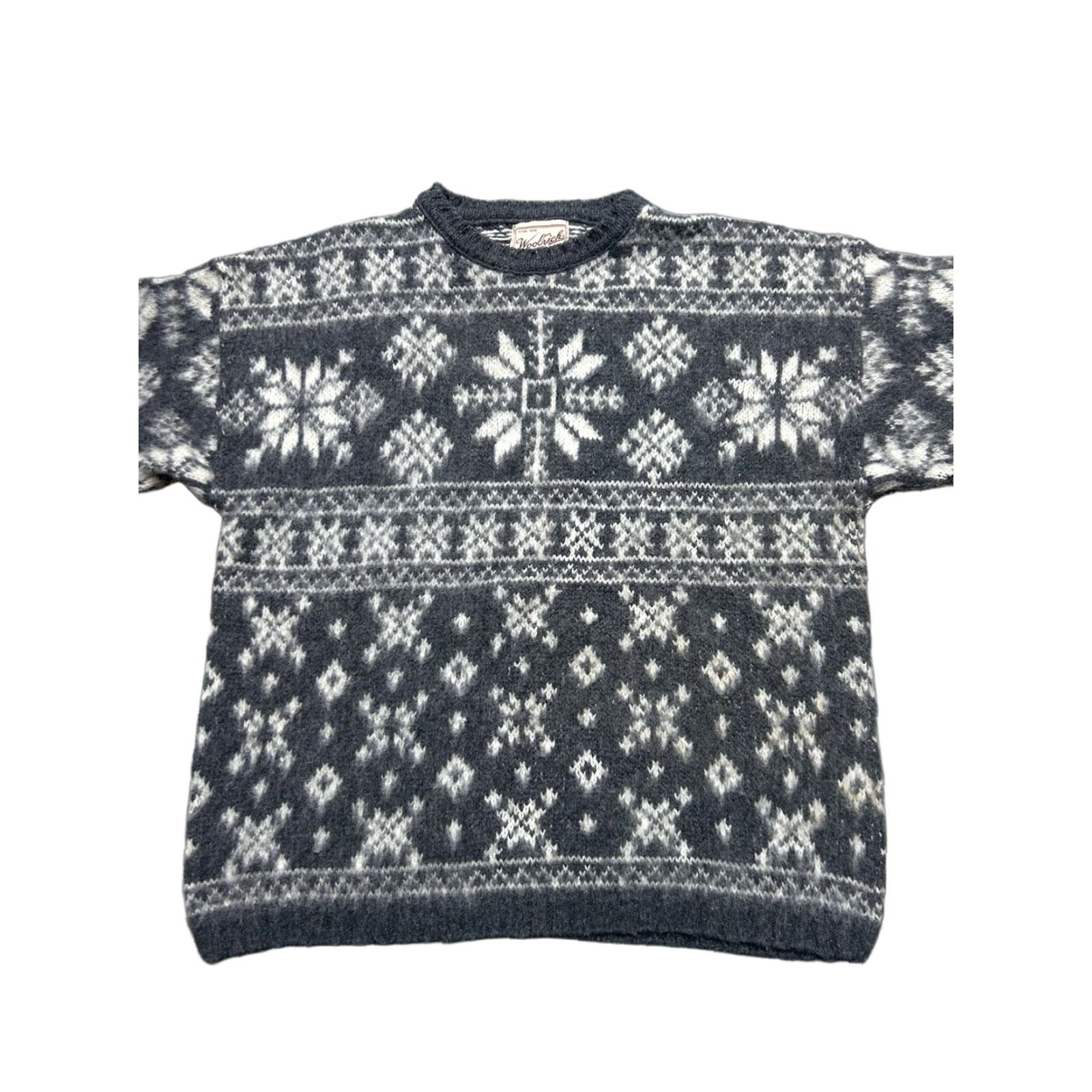 Vintage VINTAGE Woolrich Sweater Wool Knit Fair Isle Pullover Women’s Medium Gray Snowflake Size M / US 6-8 / IT 42-44 - 1 Thumbnail