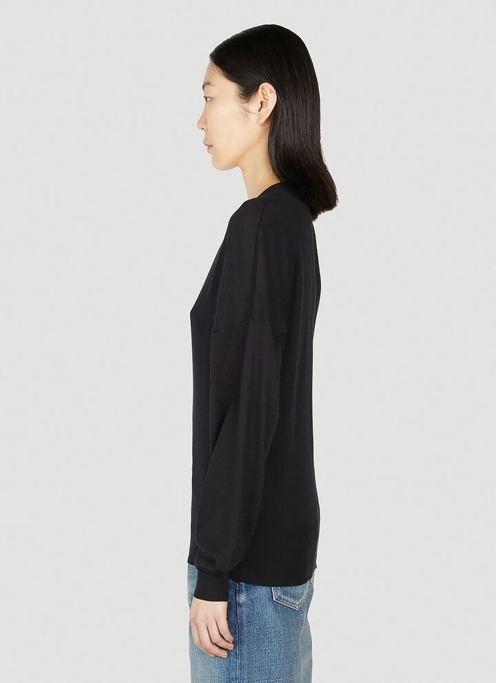 Saint Laurent Paris o1s1wg111024 V-Neck Sweater Wool And Silk in Black Size XL / US 12-14 / IT 48-50 - 3 Thumbnail