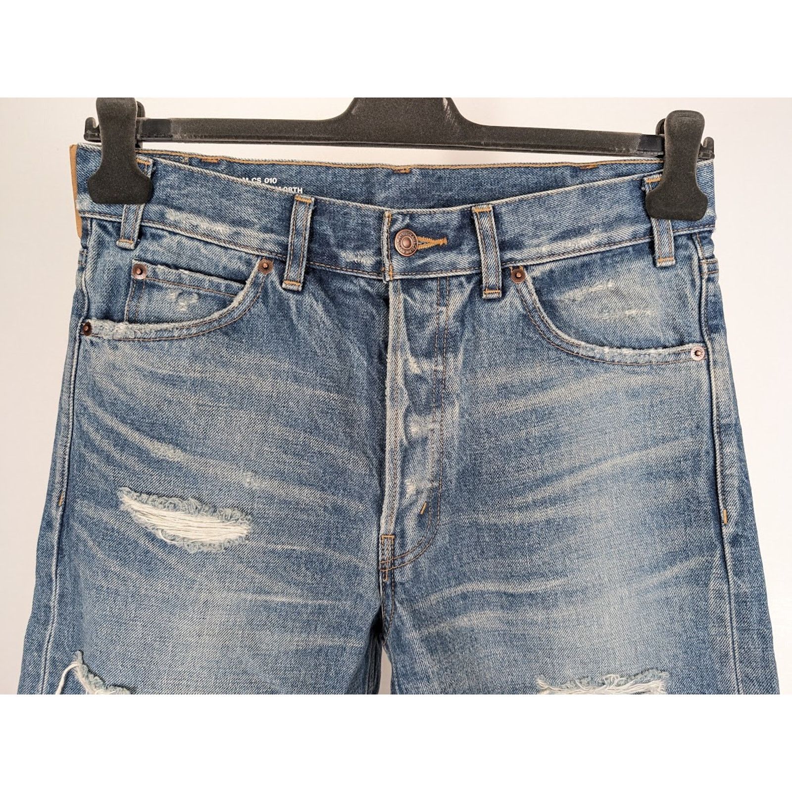 Celine o1rshd1 Denim Short Kurt Destroy in Rigid Indigo Size US 31 - 3 Thumbnail