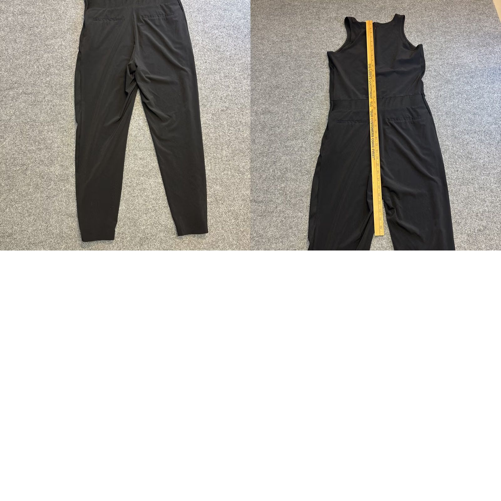 Athleta VINTAGE? No — Athleta Black Flex Jumpsuit Sleeveless Zip Back Ribbed Tapered Leg 6 Size 28" / US 6 / IT 42 - 8 Thumbnail