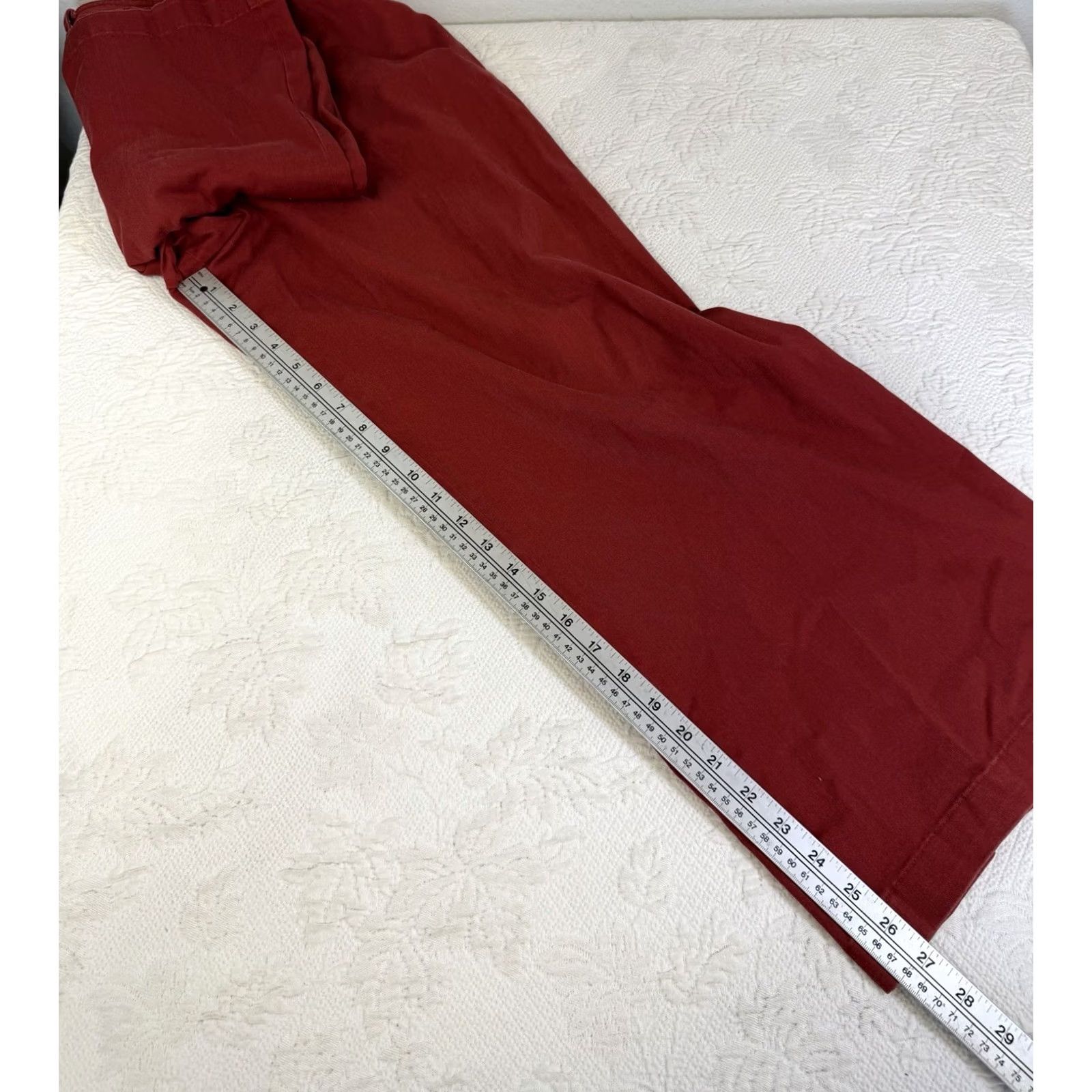 Vintage J. Peterman Women’s Wide-Leg Ankle Pants Brick Red 27” Inseam Cotton Blend Plus Size 18 Office Career Size 40" / US 18 - 4 Thumbnail