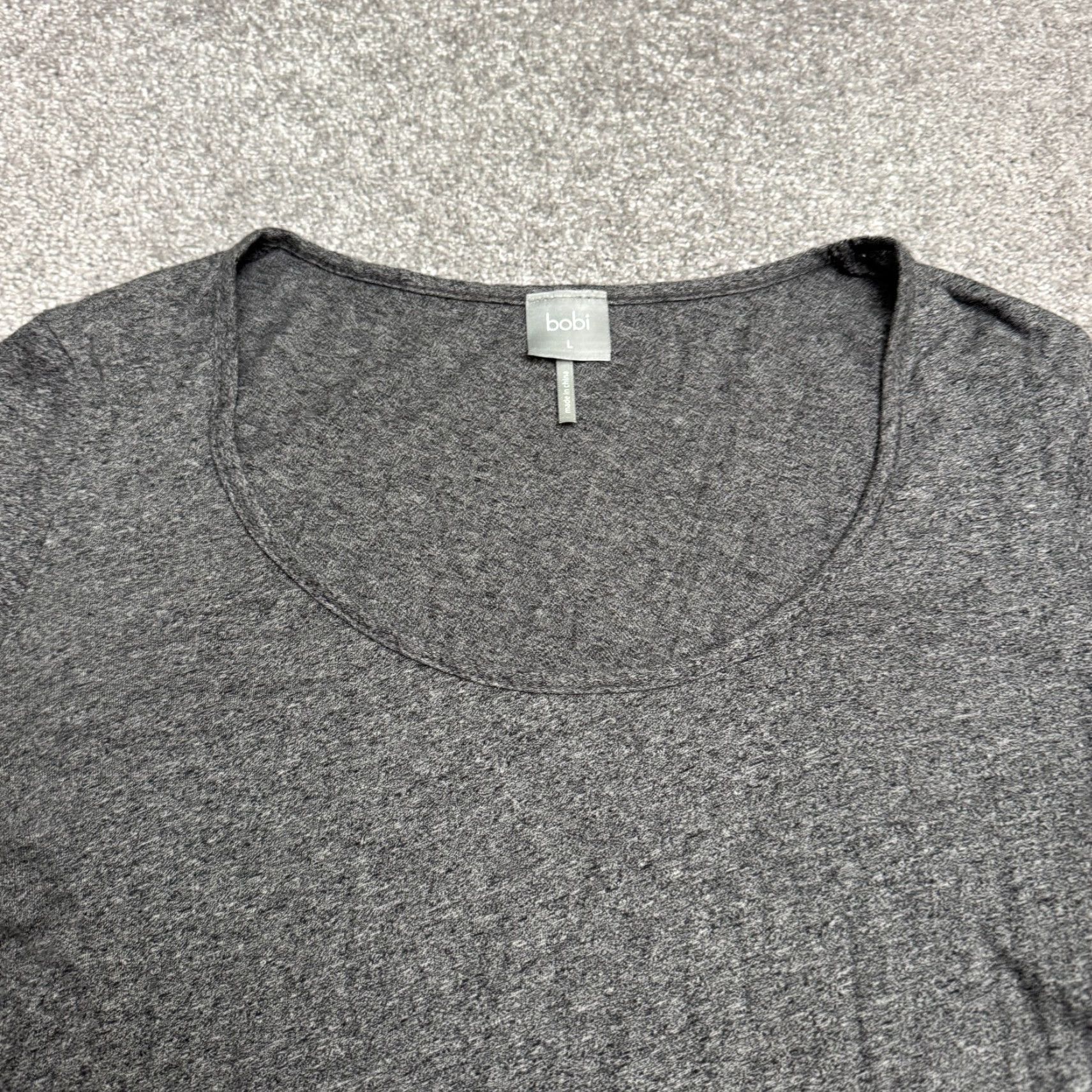 Vintage Bobi Blouse Womens Tunic Long Sleeve Gray Knit 100% Cotton Bell Sleeve Scoop Neck Casual Shirt Large Size L / US 10 / IT 46 - 3 Thumbnail