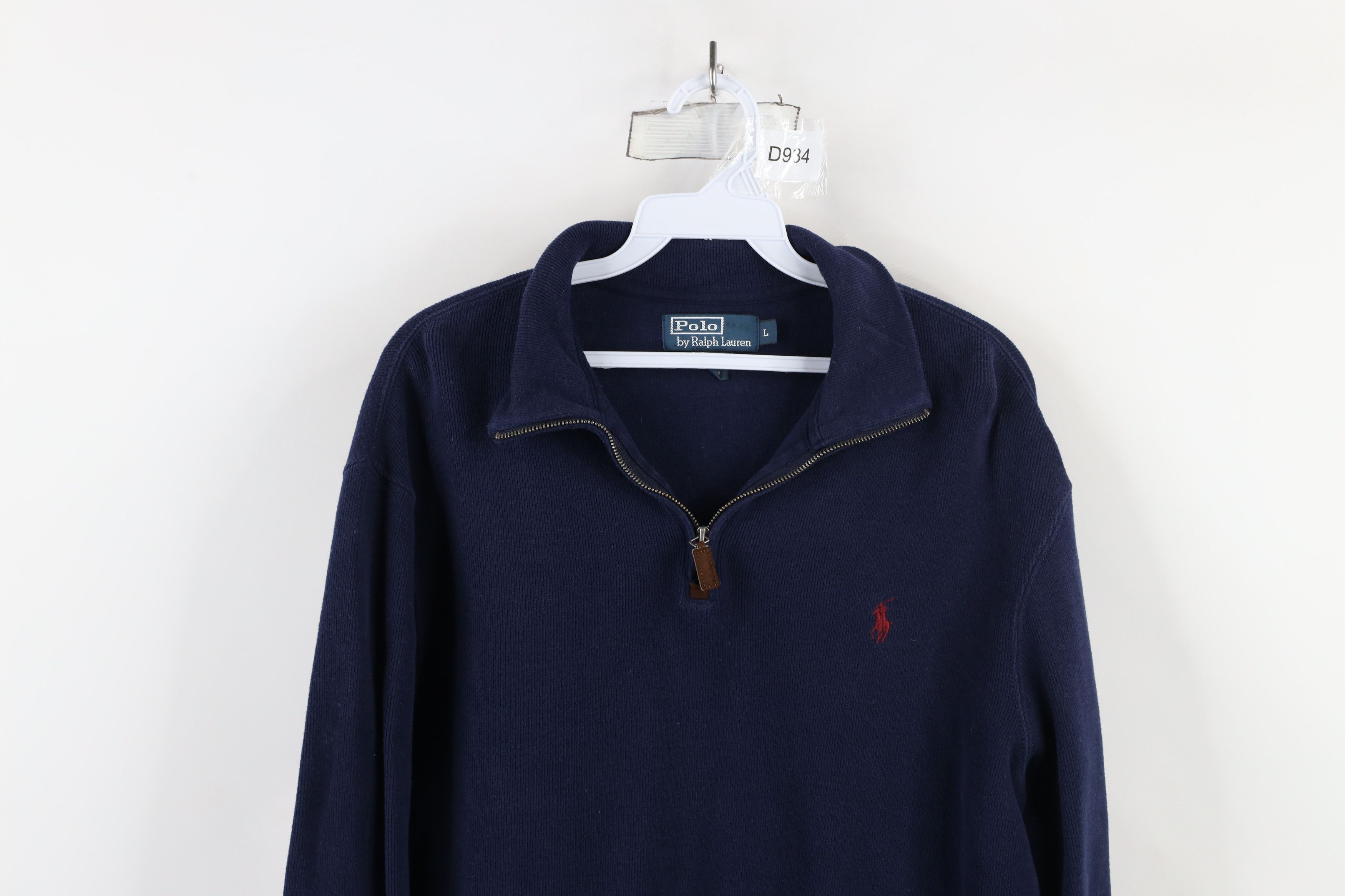 Ralph Lauren × Vintage Vintage 90s Ralph Lauren Cotton Ribbed Knit Half Zip Sweater Size US L / EU 52-54 / 3 - 2 Thumbnail