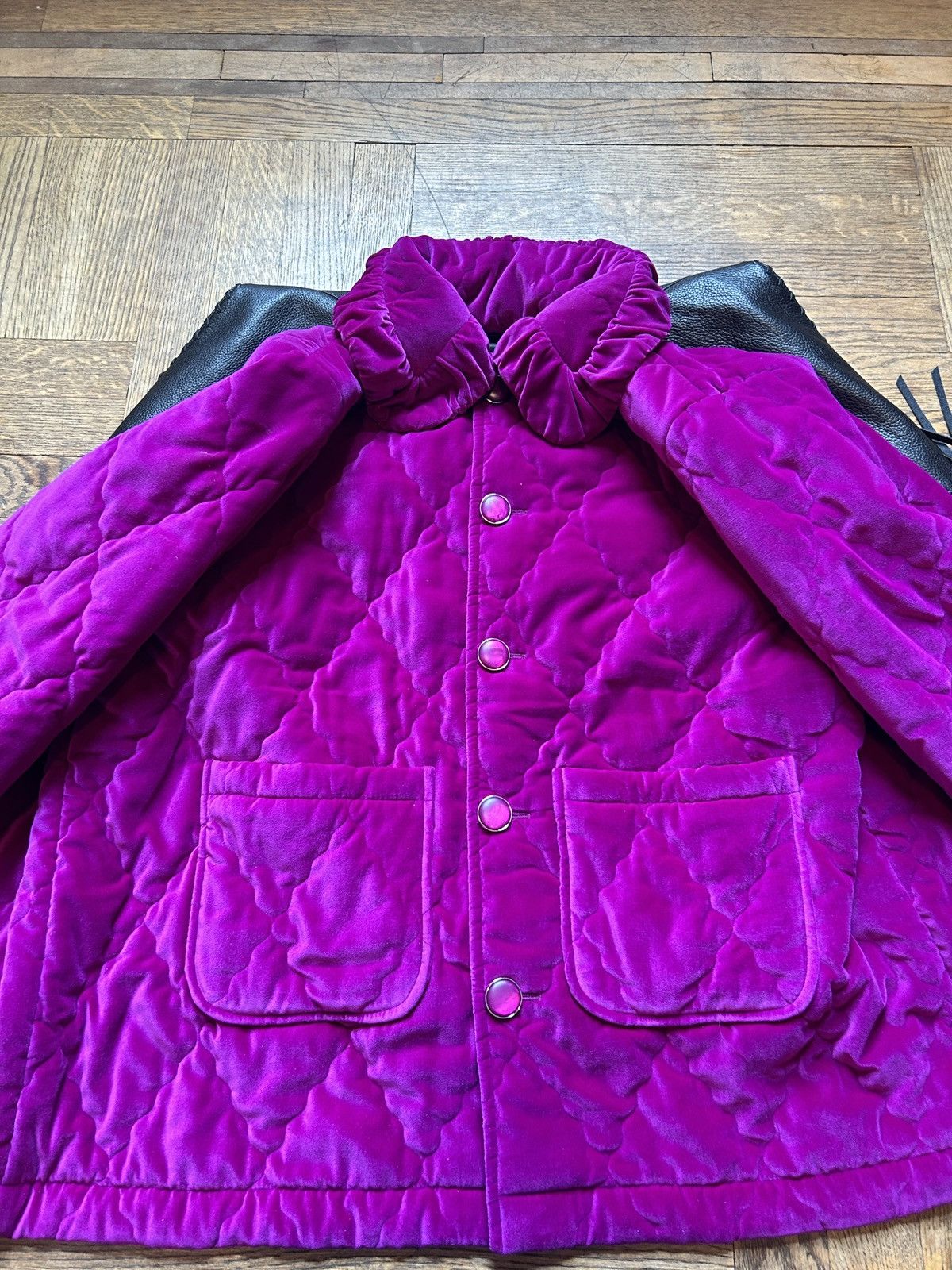 Balenciaga Runway SS18 Hybrid Fringe Leather Vest/Quilted Velvet Jacket Size US M / EU 48-50 / 2 - 5 Thumbnail