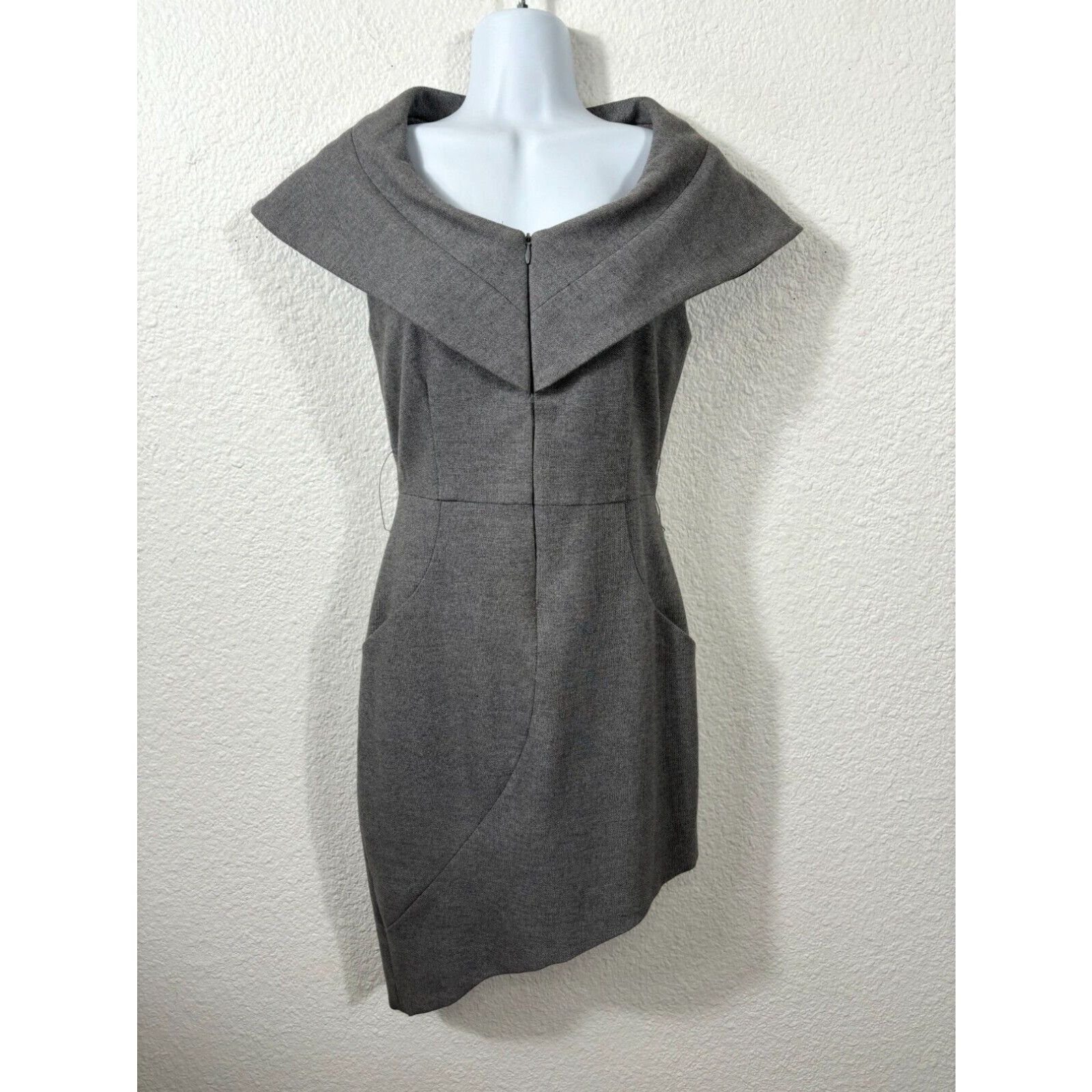 image of Alice Olivia Alice + Olivia Dress Womens Size 0 Gray Asymmetrical Hem No Belt Included in White