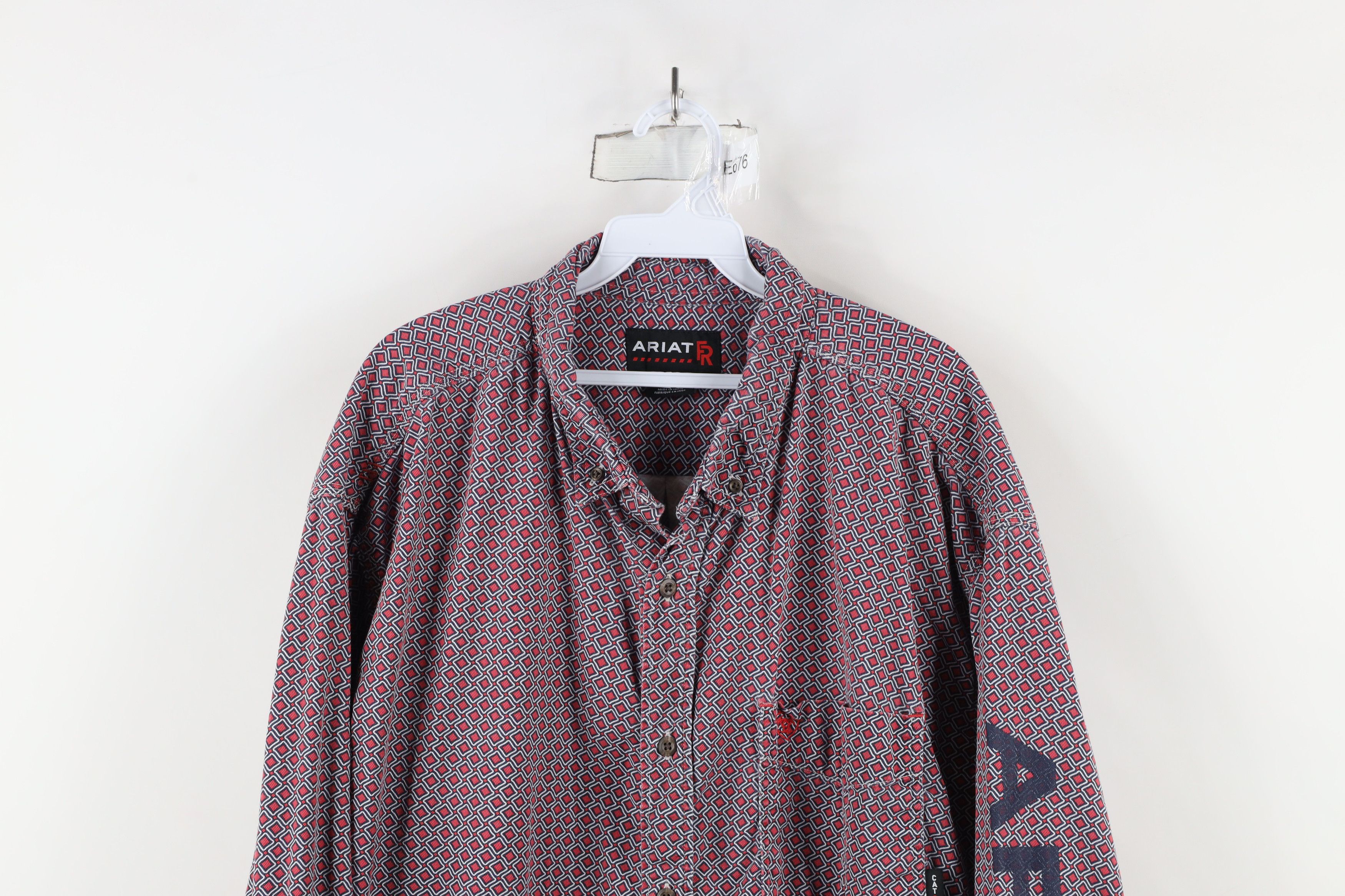 Ariat × Vintage Ariat FR Fire Flame Resistant Geometric Button Shirt Red Size US XXL / EU 58 / 5 - 2 Thumbnail
