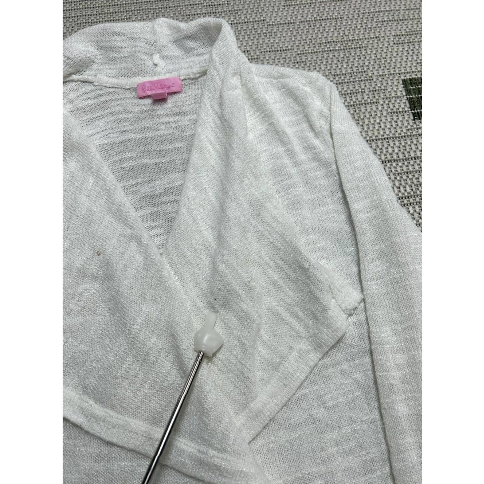 Lilly Pulitzer Lilly Pulitzer Cardigan Sweater Womens Small Open Front Knit Classic White Size S / US 4 / IT 40 - 4 Thumbnail