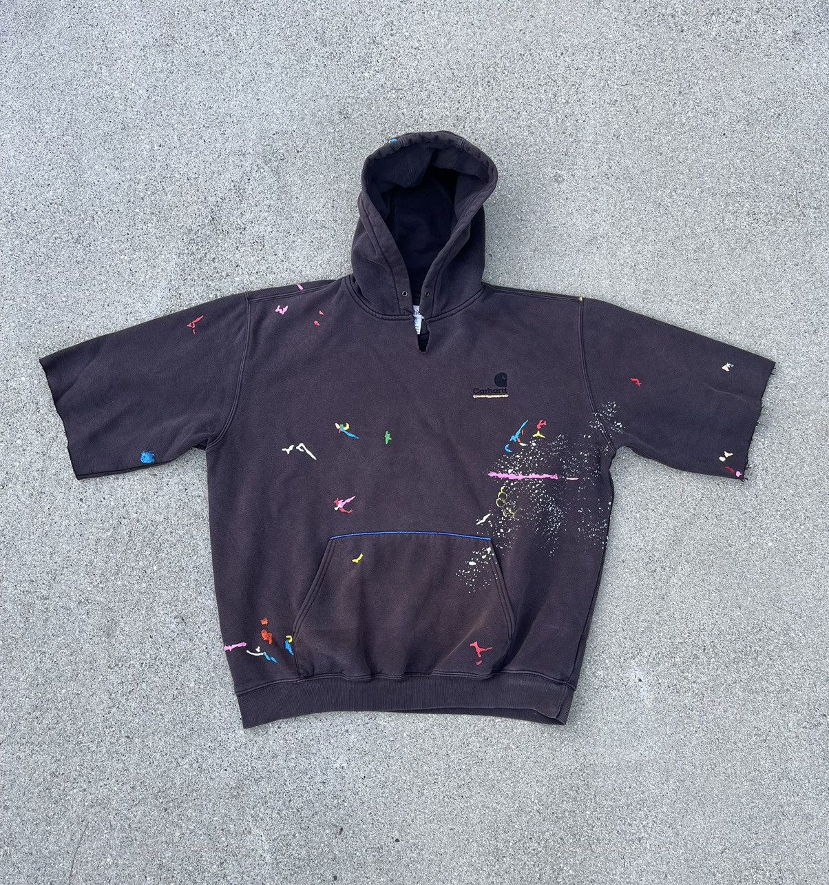 Carhartt Custom Carhartt Hoodie Sweatshirt Sun Fade Distressed Thrash Size US XL / EU 56 / 4 - 2 Thumbnail