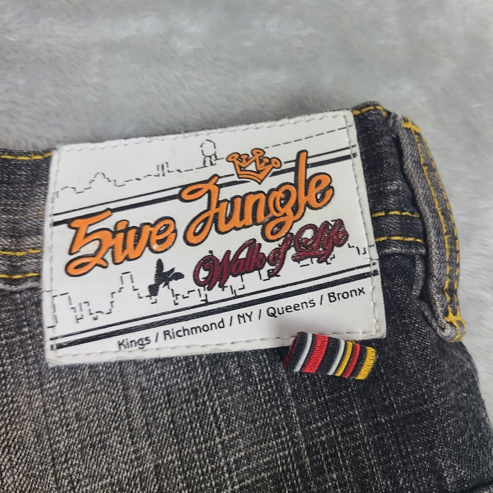 Vintage VTG Five Jungle Mens Y2K Baggy Loose Jean Shorts Black Hip Size US 38 / EU 54 - 7 Thumbnail