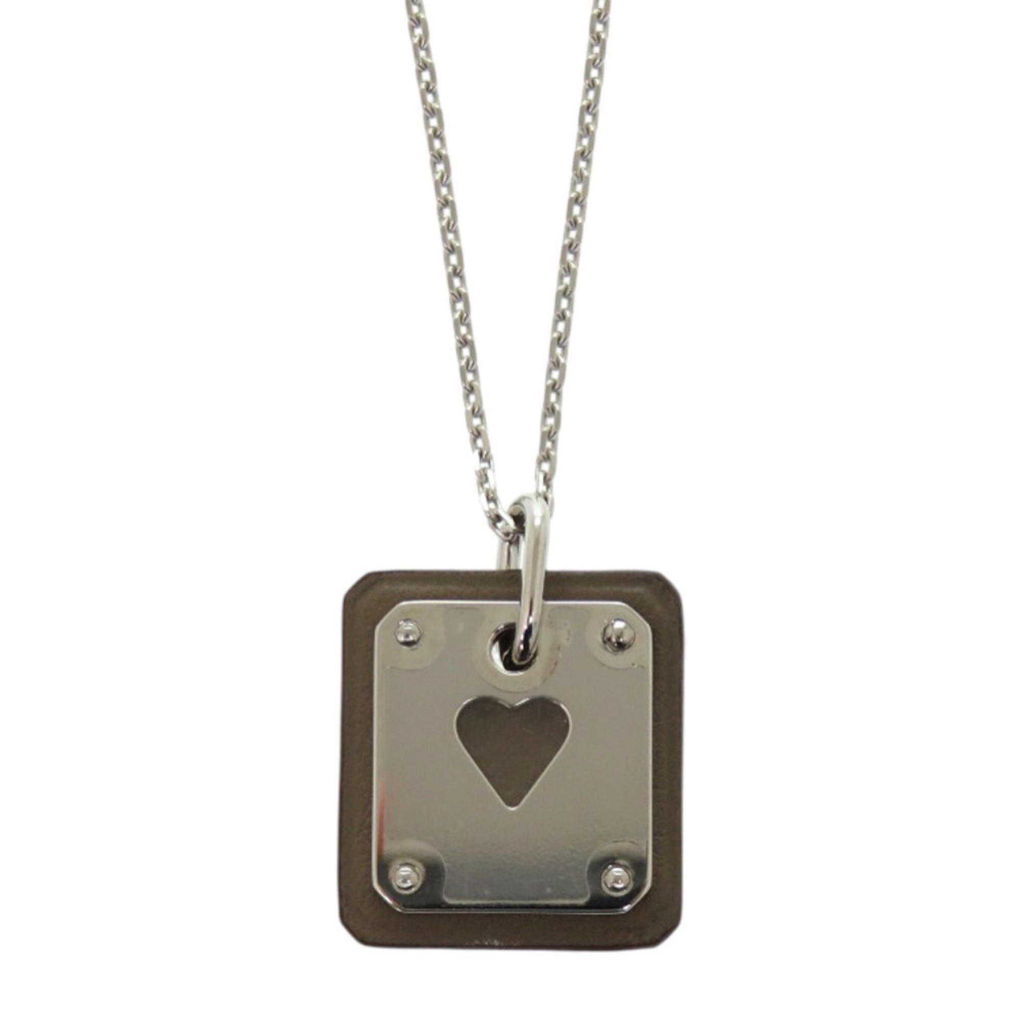 Hermes Hermes Like new Hermès Asde Coeur Ace of Hearts leather and metal brown necklace with Z markings, model 1006 Size ONE SIZE - 1 Thumbnail