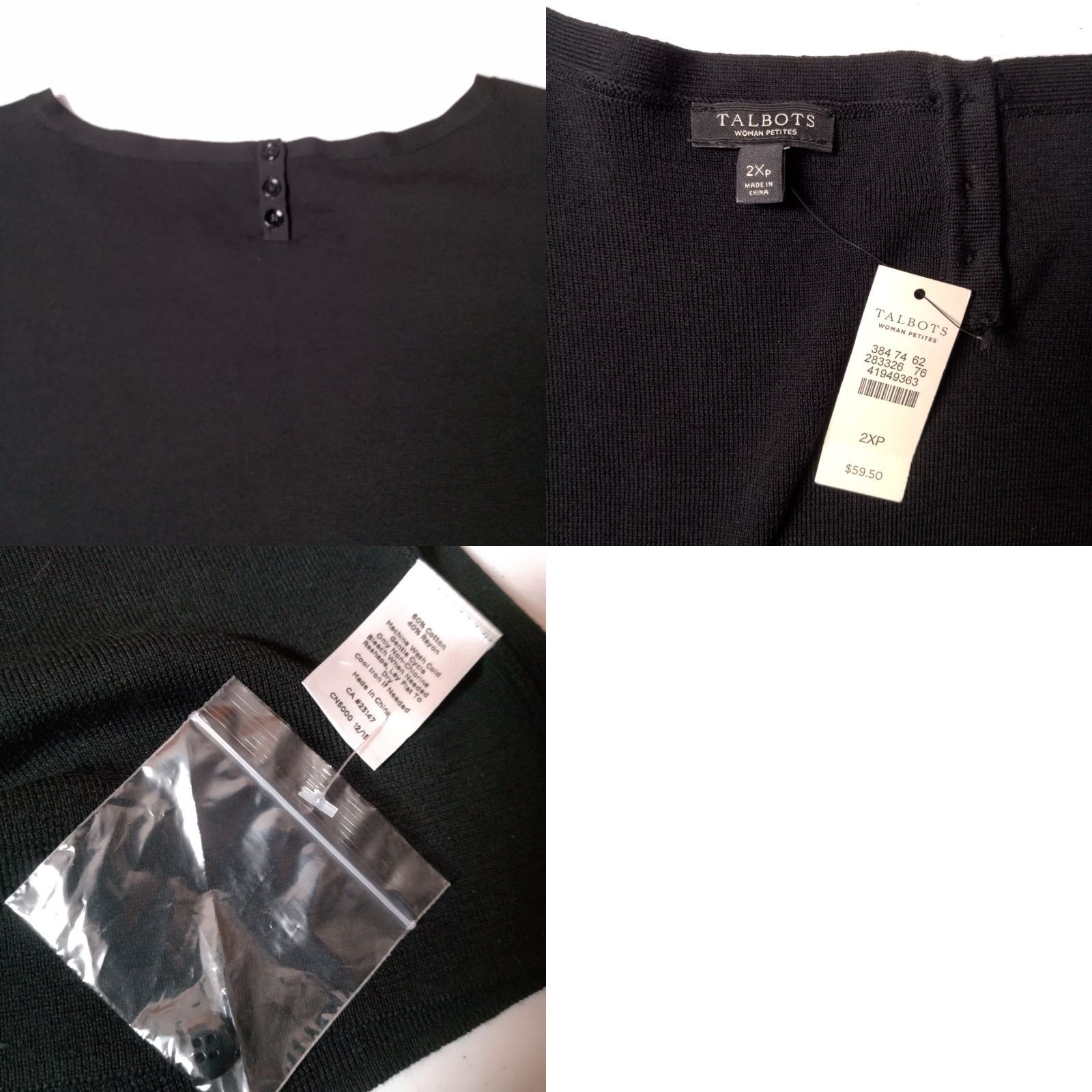 Talbots VINTAGE Talbots Sleeveless Sweater Shirt Women PETITE 2XP Black Knit Top Fall Spring Summer Size XXL / US 16-18 / IT 52-54 - 8 Thumbnail