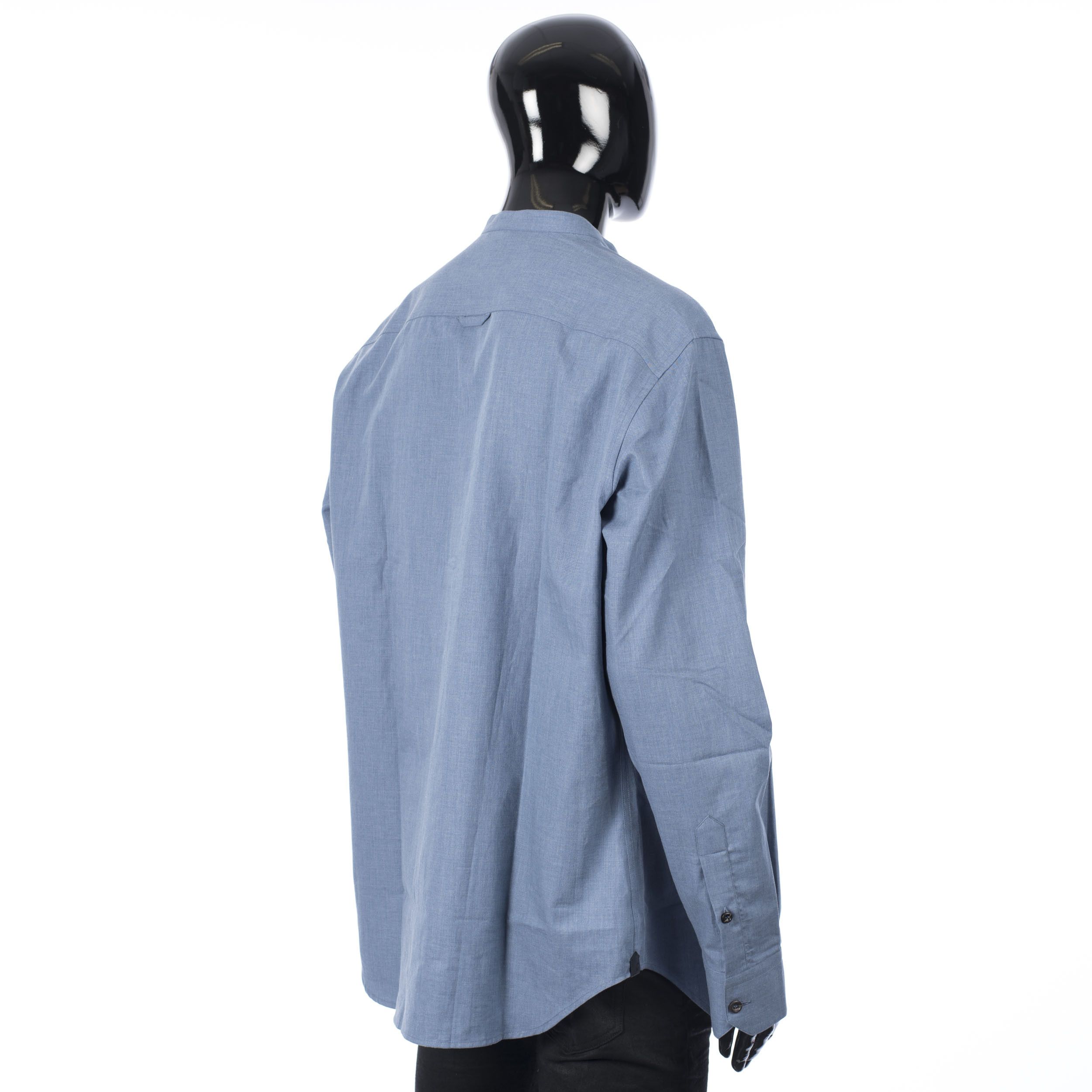 Brioni Mandarin Collar Shirt In Blue Cotton Size US XS / EU 42 / 0 - 6 Thumbnail