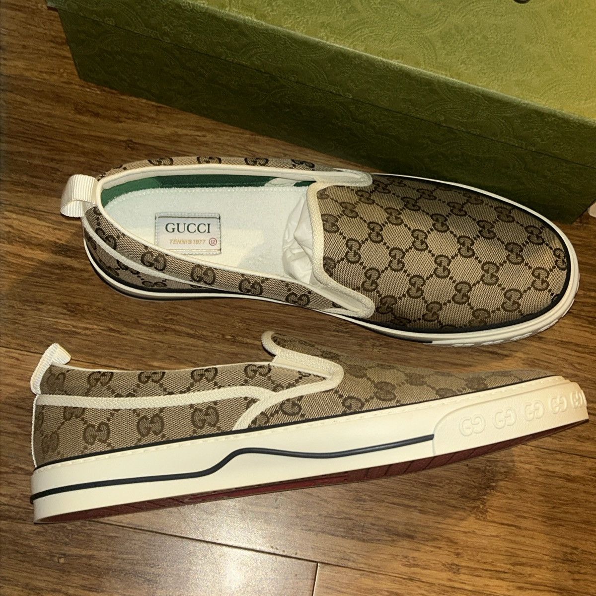 Gucci Gucci Men's Tennis 1977 Slip-On Beige Ebony size 12 Size US 12 / EU 45 - 8 Thumbnail