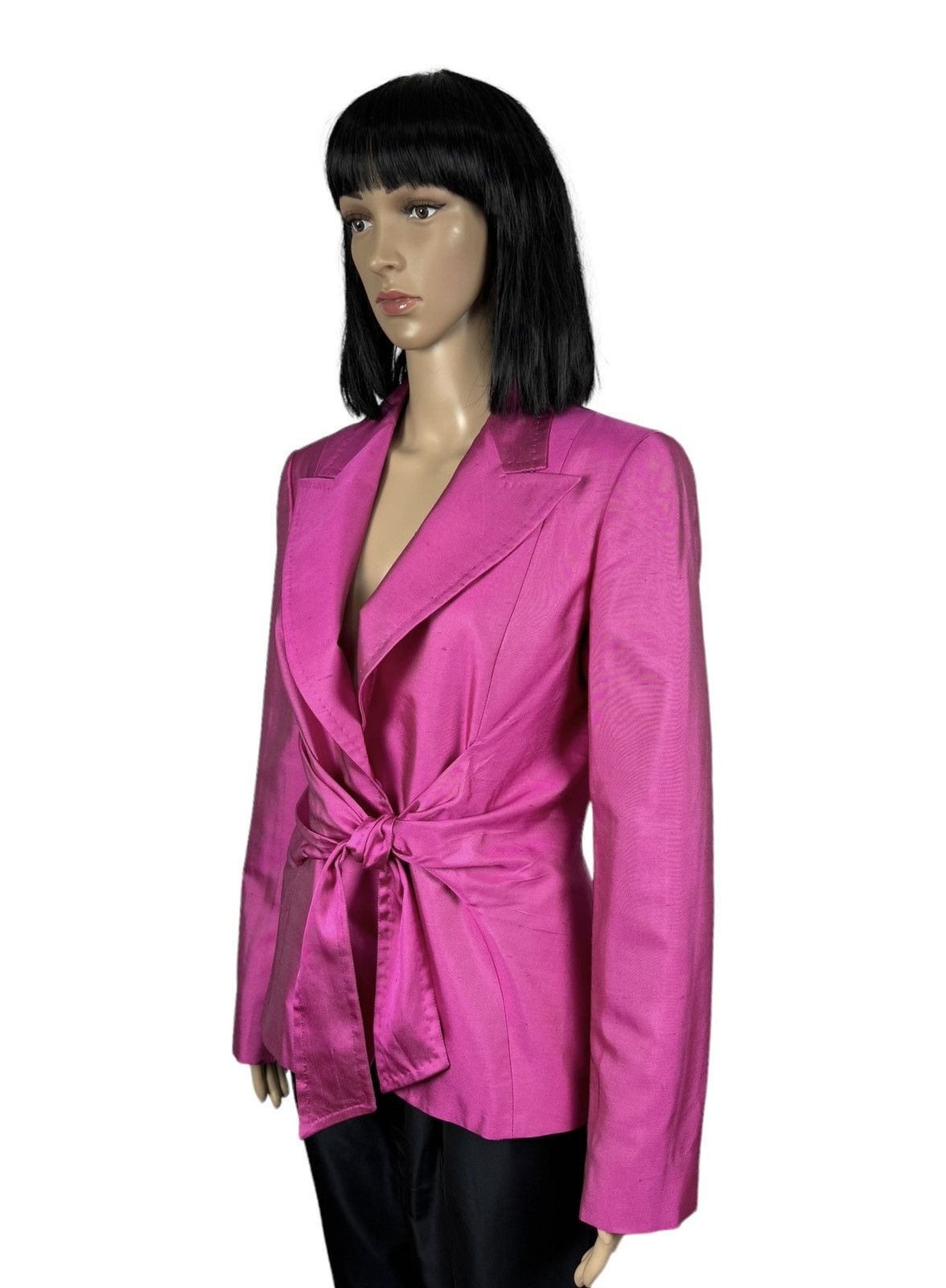 Max Mara Max Mara Pianoforte Silk-Cotton Blazer Belted size US10 IT44 Size L / US 10 / IT 46 - 6 Thumbnail