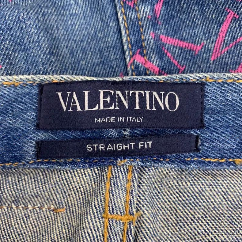 Valentino Valentino Blue logo monogram print cotton casual jeans Size US 27 - 6 Thumbnail