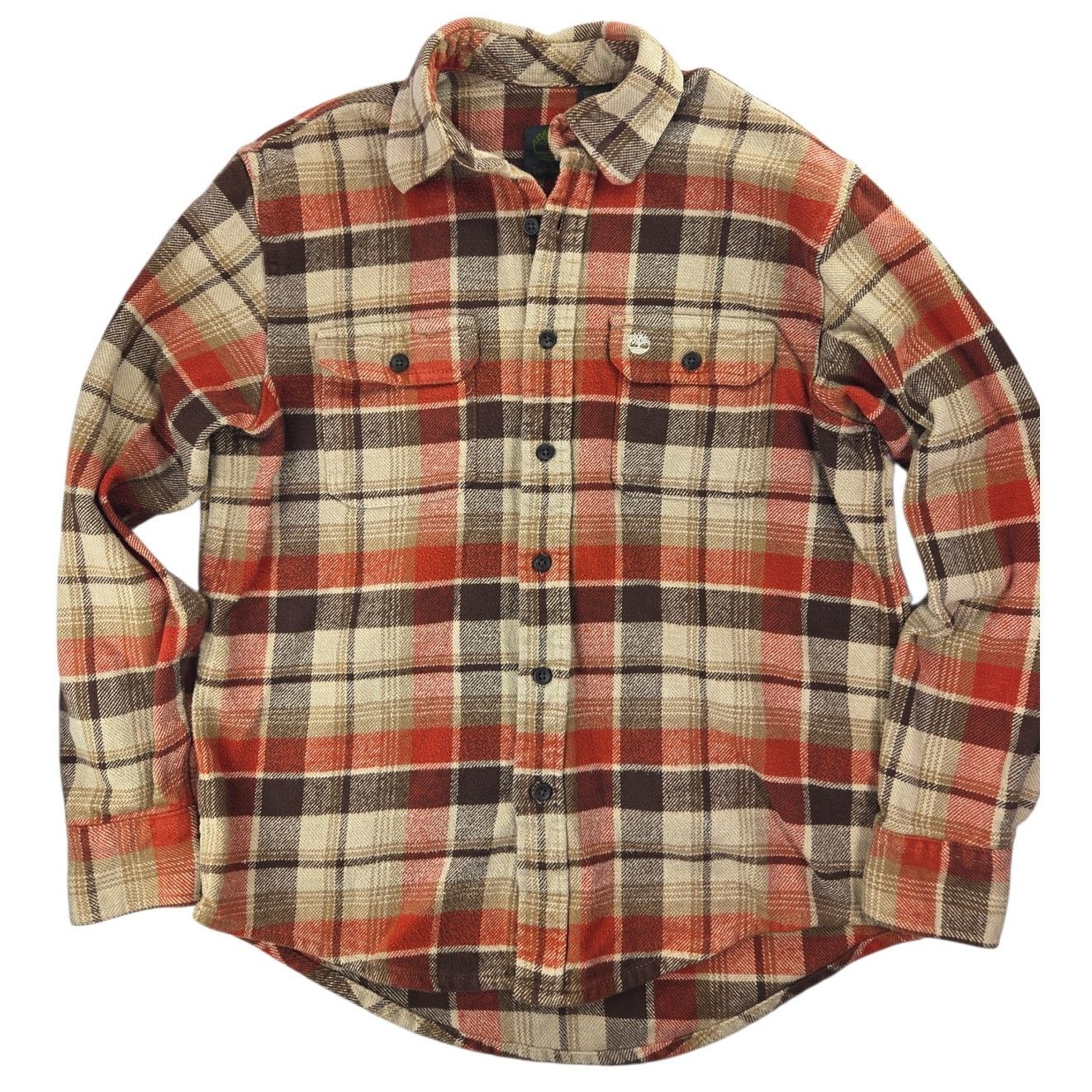 Timberland Timberland | Button Up Orange/Brown/Cream Flannel | Medium Size US M / EU 48-50 / 2 - 1 Thumbnail