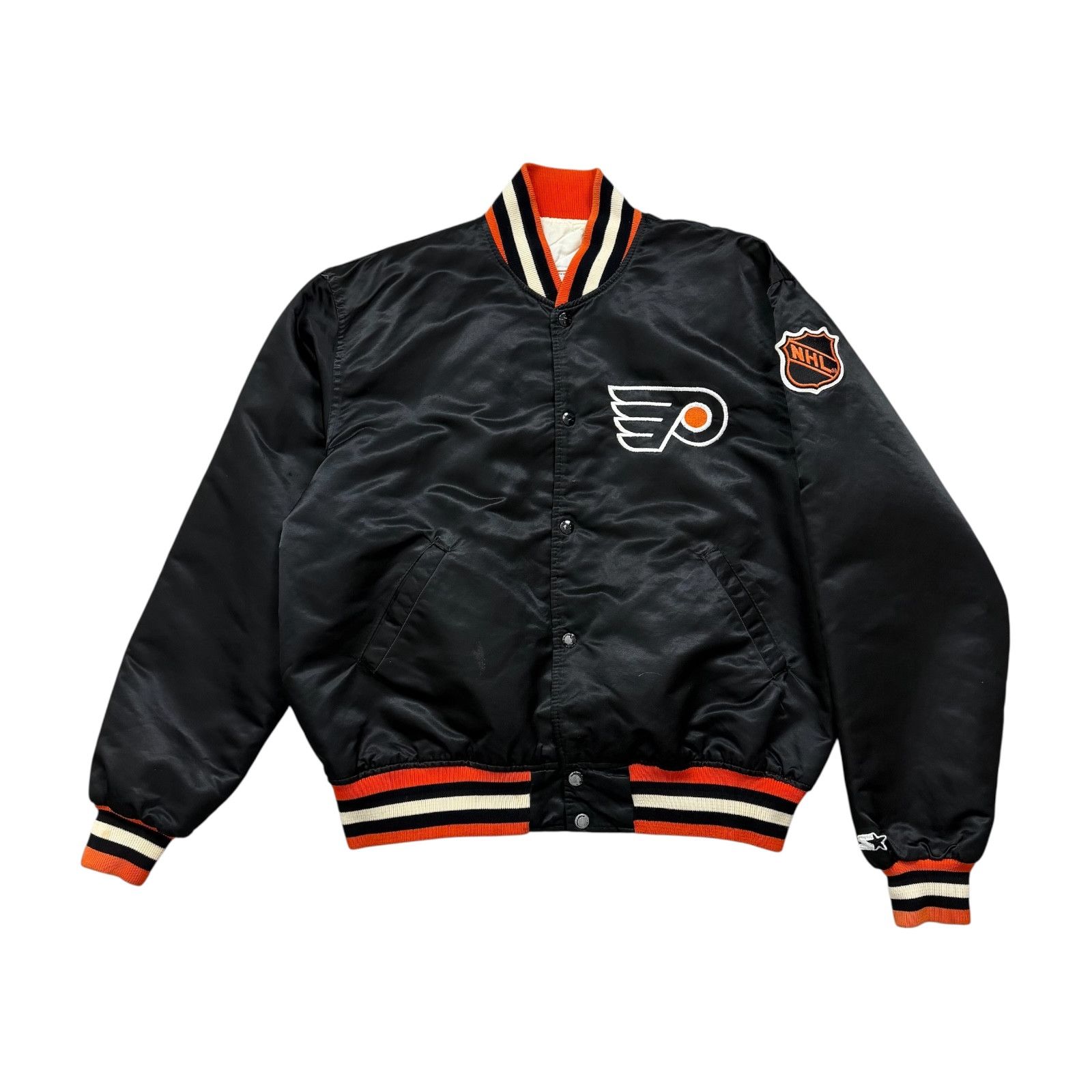 NHL VTG 90s PHILADELPHIA FLYERS STARTER SATIN JACKET BOMBER Size US XL / EU 56 / 4 - 1 Thumbnail