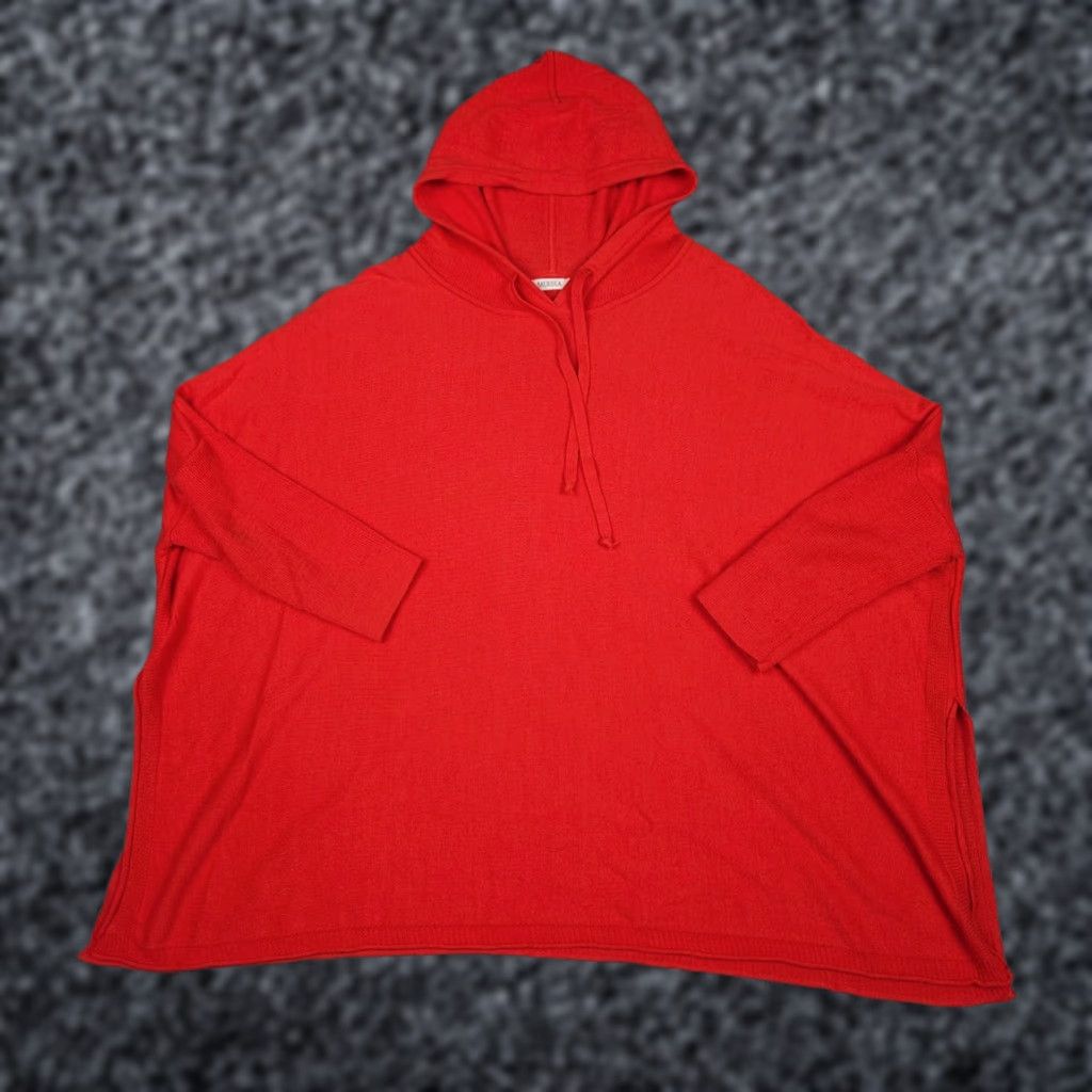 Catalina Mersea Catalina Hoodie Sweater Red One Size Acrylic Drawstring Relaxed Pullover Women's Knit Dolman Sleeve Solid Knit Pattern Size ONE SIZE - 1 Thumbnail