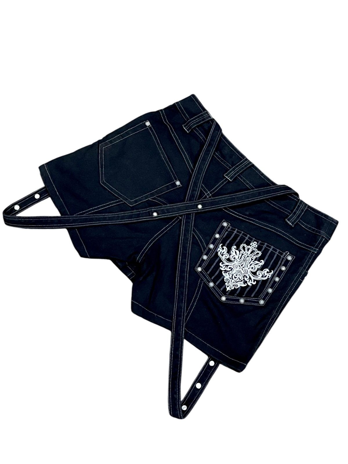 Tribal Streetwear ALGONQUINS Punk Bondage Studded Hybrid Mini Skirt Hot Pants Size 30" / US 8 / IT 44 - 10 Thumbnail