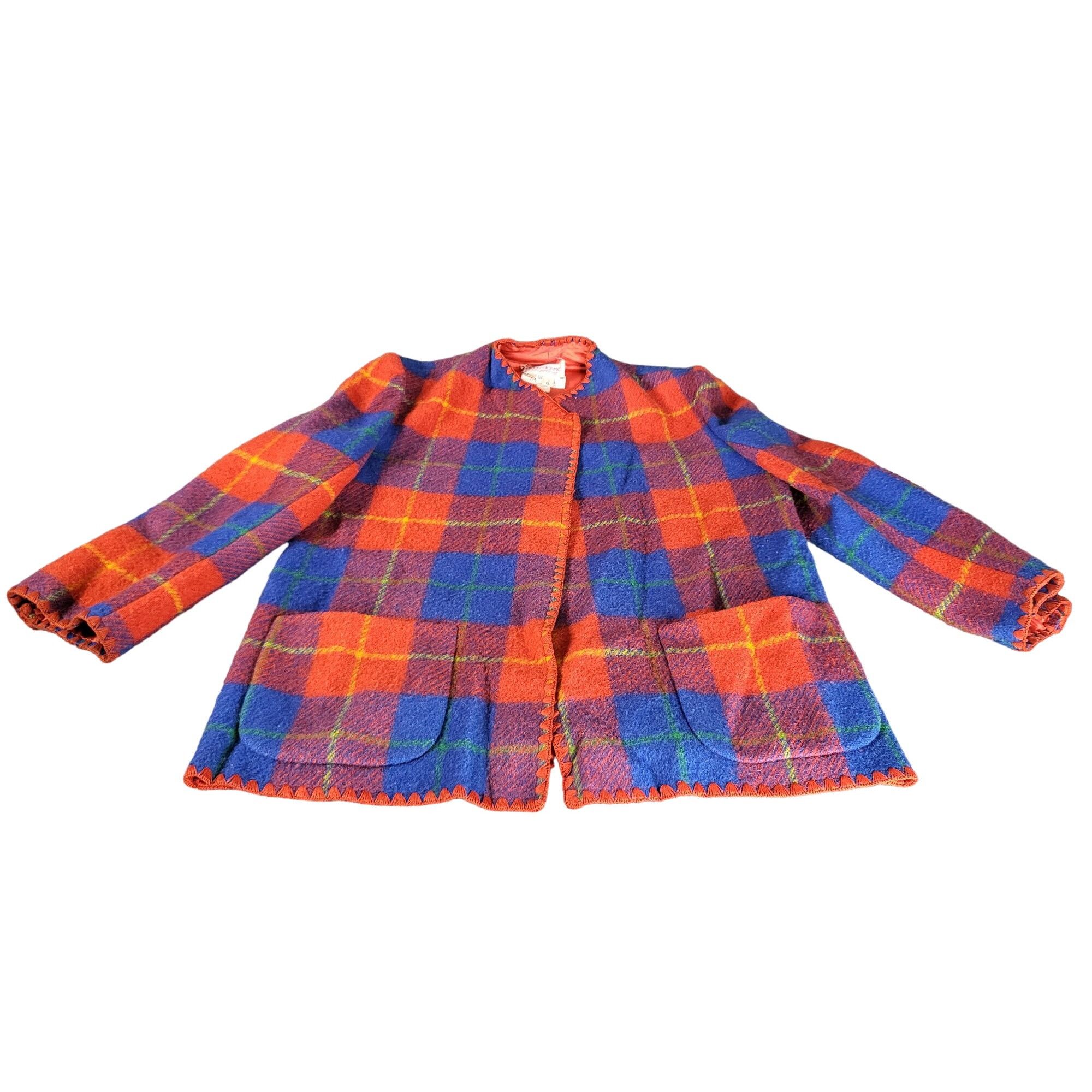 Vintage Vintage Diane Dickinson Plaid Wool Jacket Women Sz 12 Red Bl Size XL / US 12-14 / IT 48-50 - 1 Thumbnail