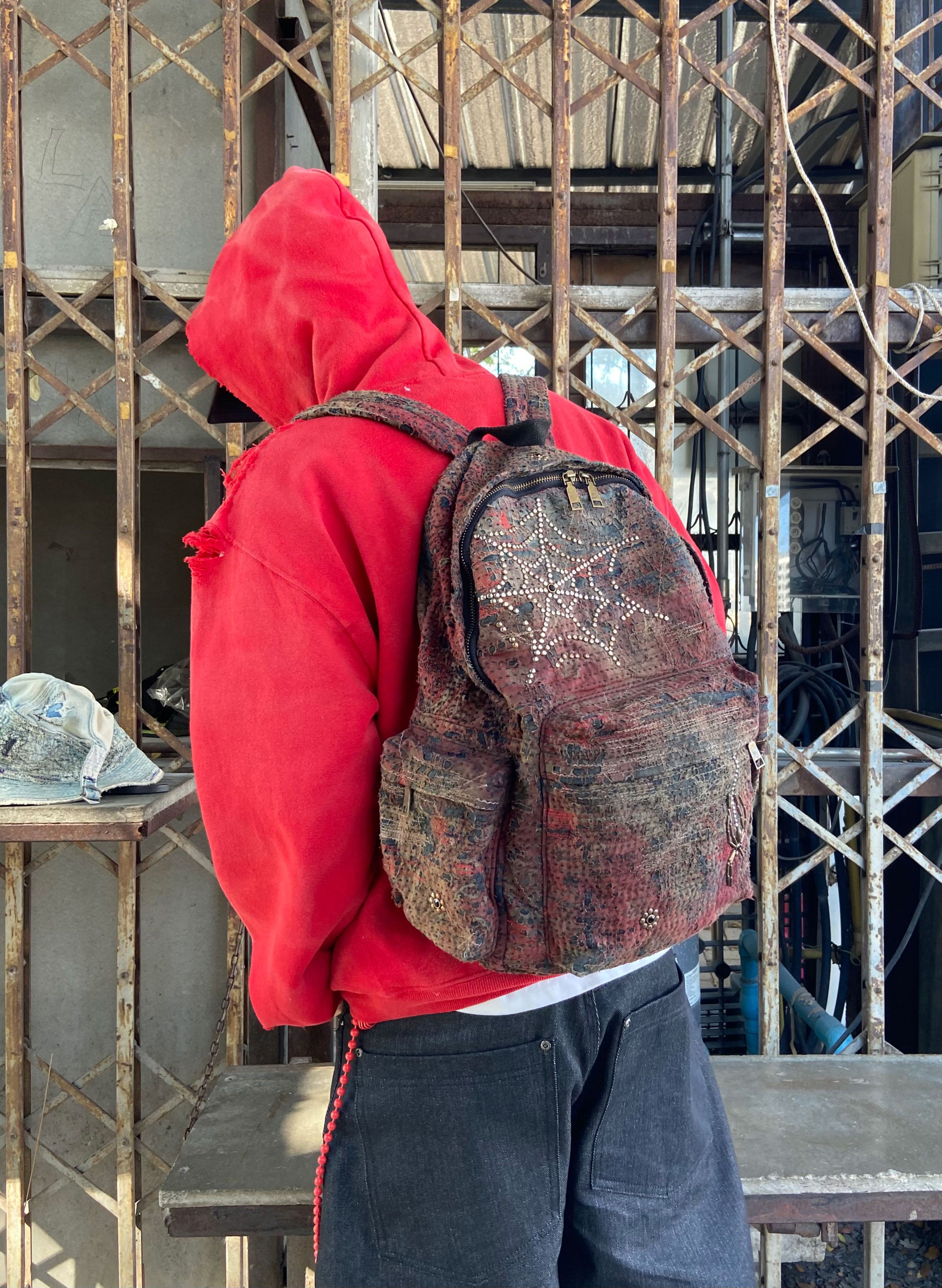 Japanese Brand SOLD * BORO SASHIKO Studded Spider Web Backpack 🕷️🕸️ Size ONE SIZE - 4 Thumbnail