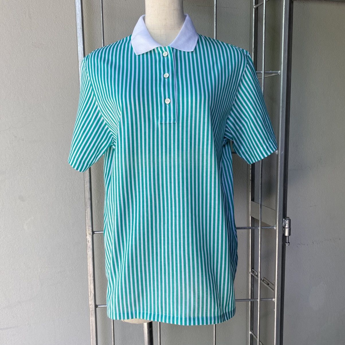 Dior Christian Dior Green & White Striped Polo Shirt Size M / US 6-8 / IT 42-44 - 13 Thumbnail