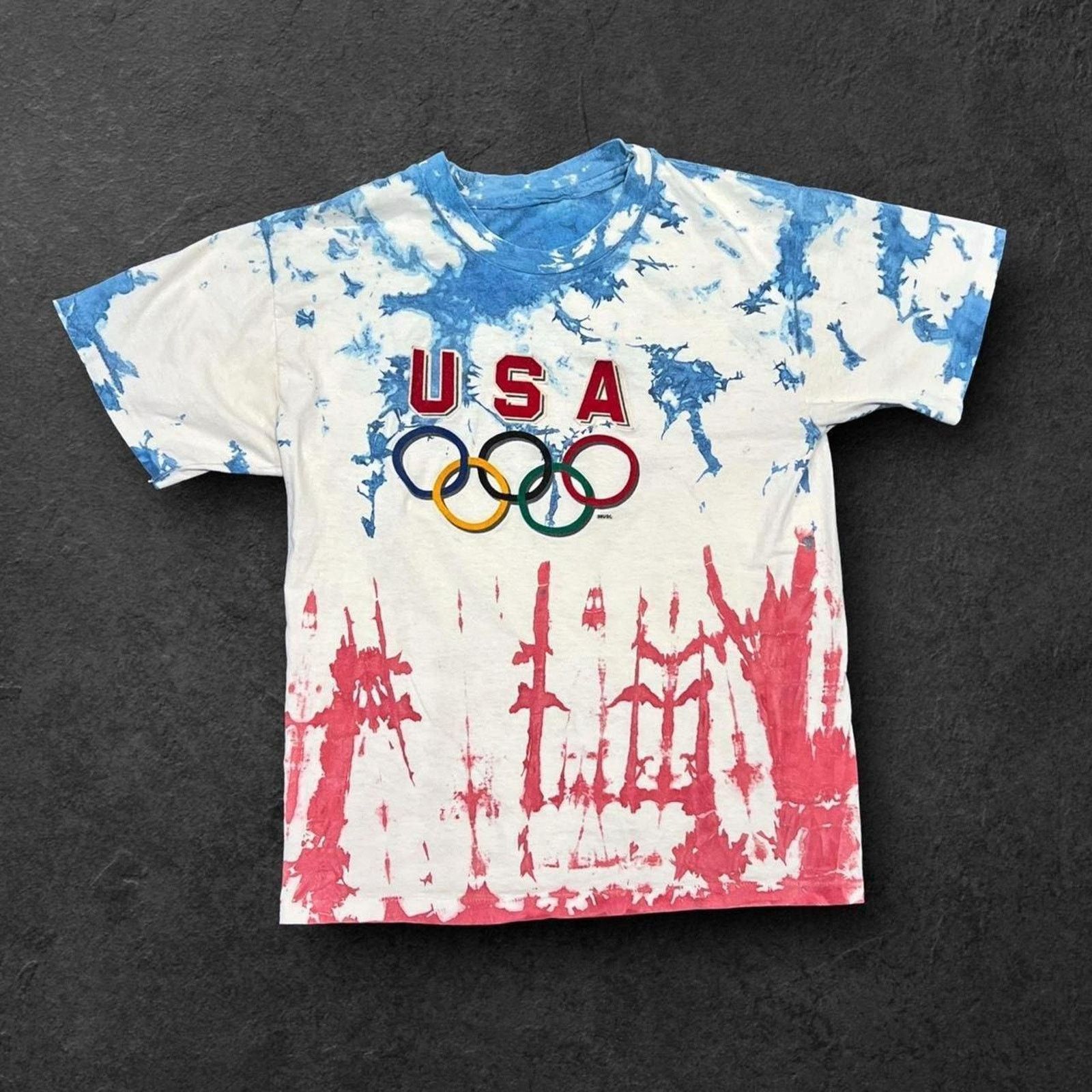 Nike Vintage USA Olympics Single-Stitch Blue/Red Tie-Dye T-Shirt Size US M / EU 48-50 / 2 - 1 Thumbnail