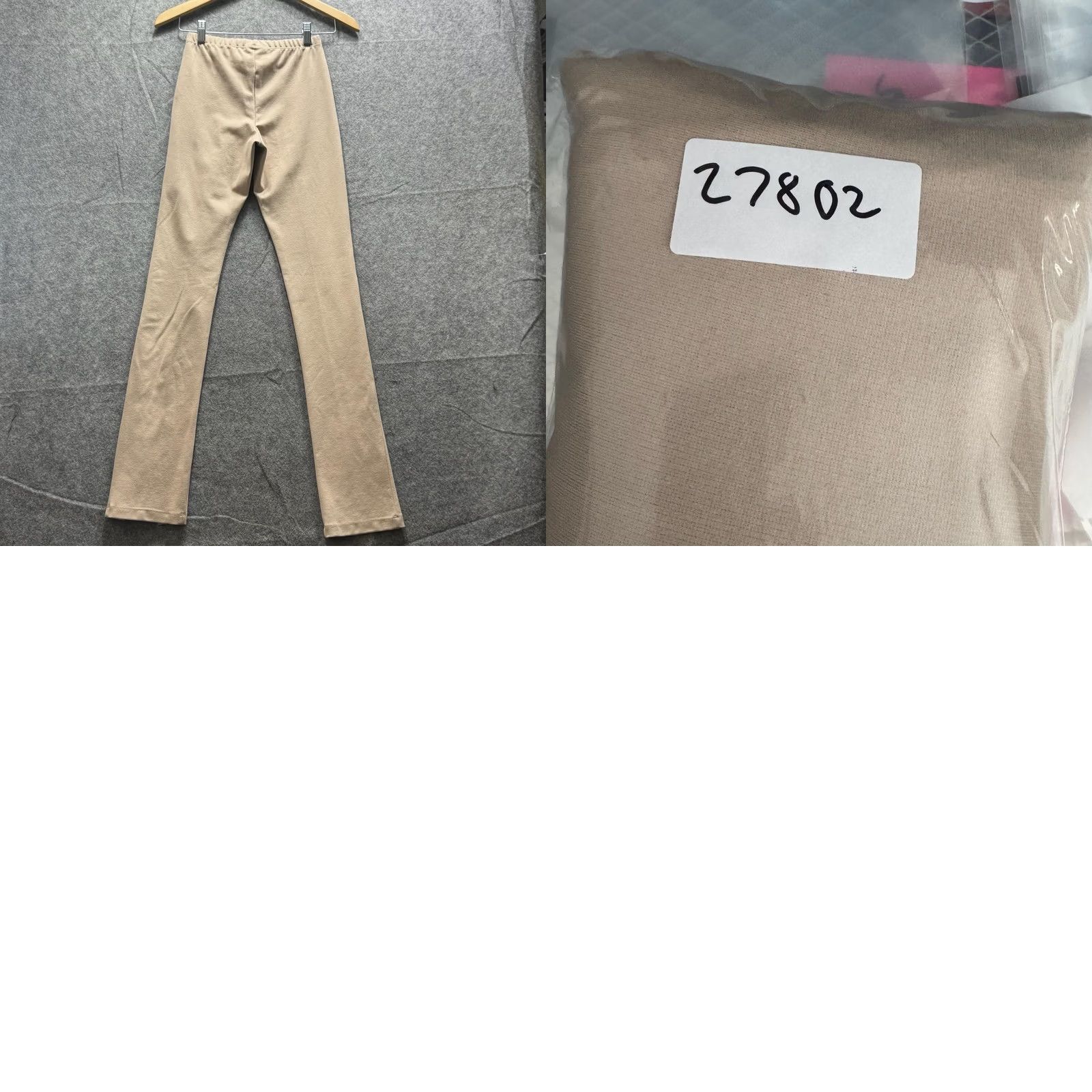 Vintage Sablyn Pants Womens Small Beige Knit Straight Leg Sweatpants Lounge with Elastic Waist Slit Hem Size 28" / US 6 / IT 42 - 9 Thumbnail