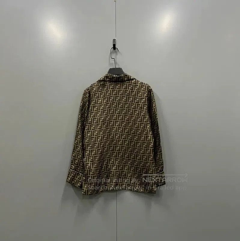 Fendi Fendi Brown Silk Logo Long Sleeve Shirt . Size US M / EU 48-50 / 2 - 3 Thumbnail