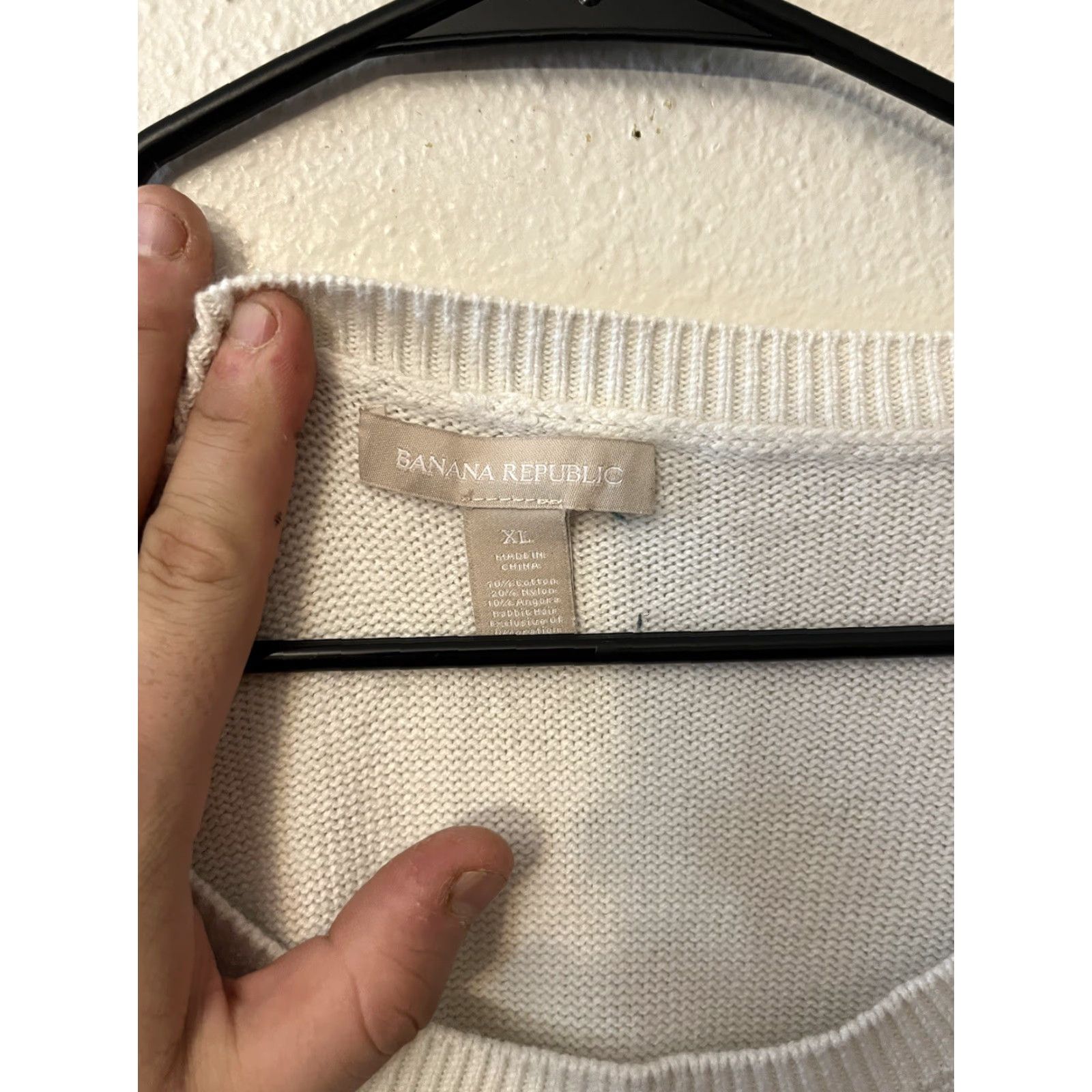 Banana Republic VINTAGE Banana Republic Sweater Elbow Patches White Angora/Cotton Size XL Pullover Knit Women Size XL / US 12-14 / IT 48-50 - 2 Thumbnail