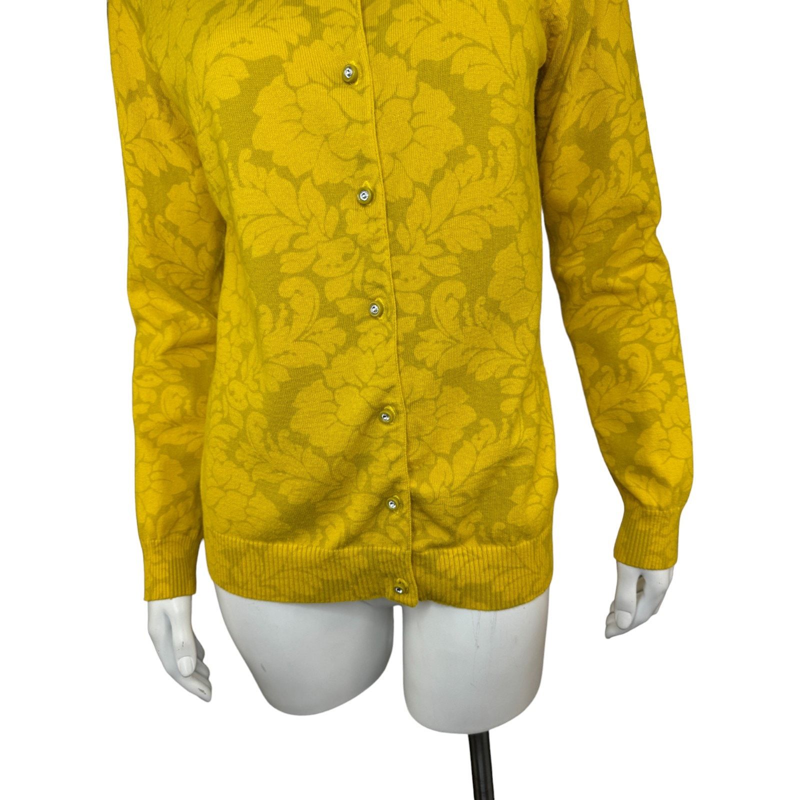 Isaac Mizrahi Isaac Mizrahi Live! Damask Crew Neck Cardigan Gold XS Size XS / US 0-2 / IT 36-38 - 6 Thumbnail