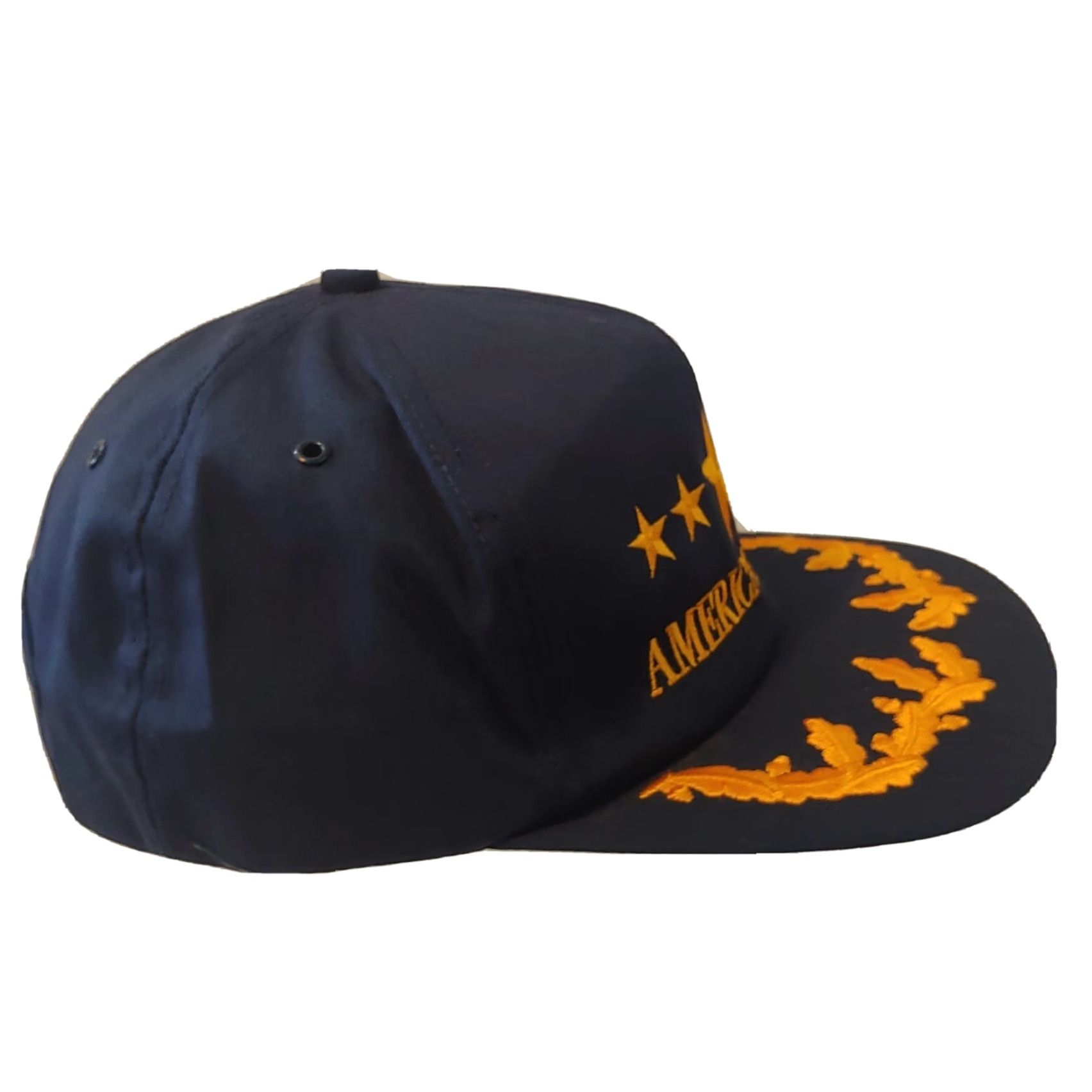 Vintage VINTAGE American Legion Hat Adult Navy Blue Gold Star Snap Back Flat Brim Veteran Size ONE SIZE - 2 Thumbnail