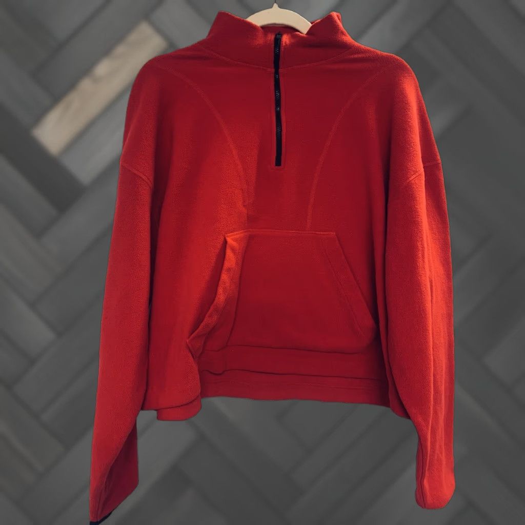Victoria's Secret Victoria's Secret PINK Fleece Pullover 1/4 Zip Crop Red Shirt Womens L Regular Size Large Size L / US 10 / IT 46 - 1 Thumbnail