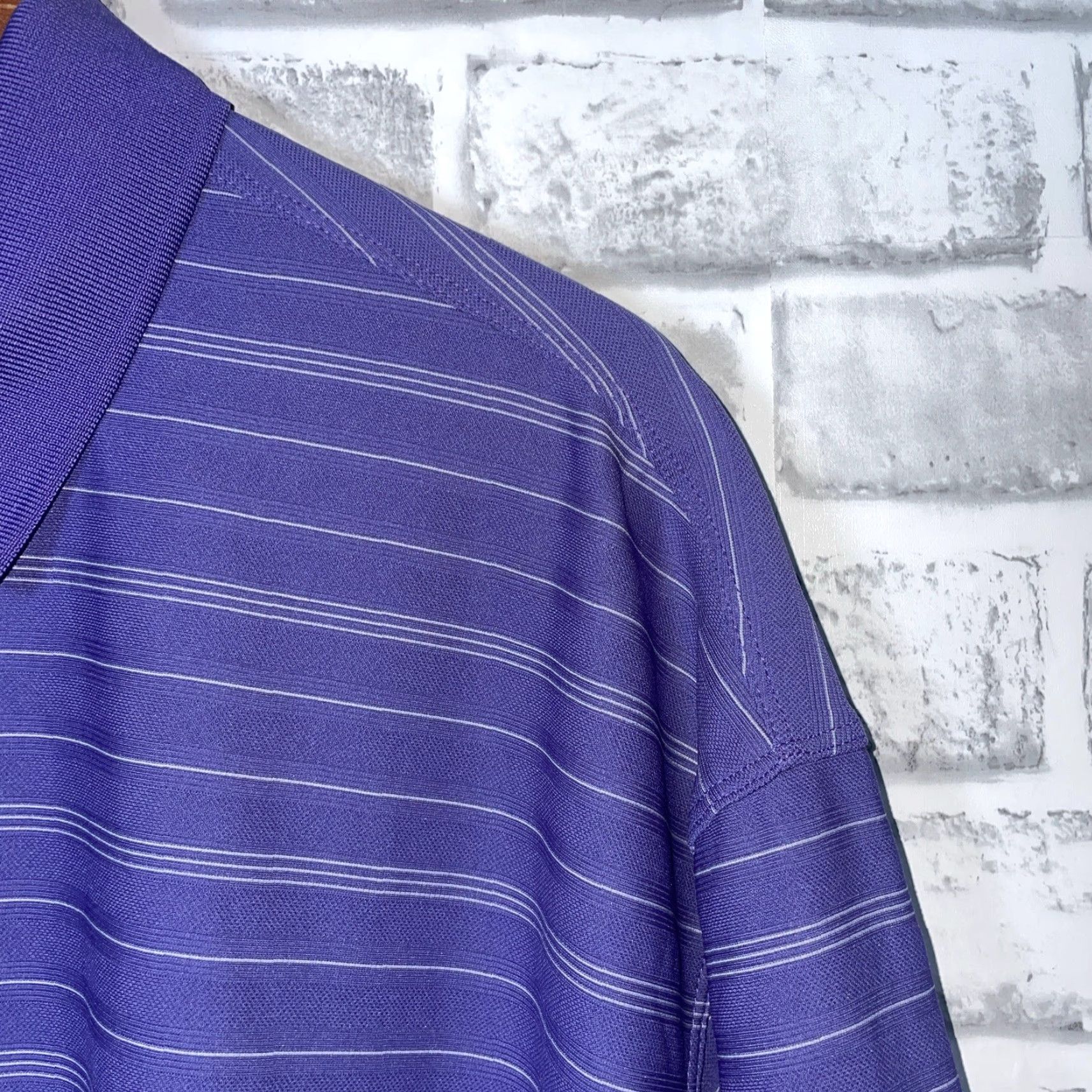 Nike Nike Dri-Fit Golf Polo Men's XL Purple Striped Activewear Size US XL / EU 56 / 4 - 3 Thumbnail